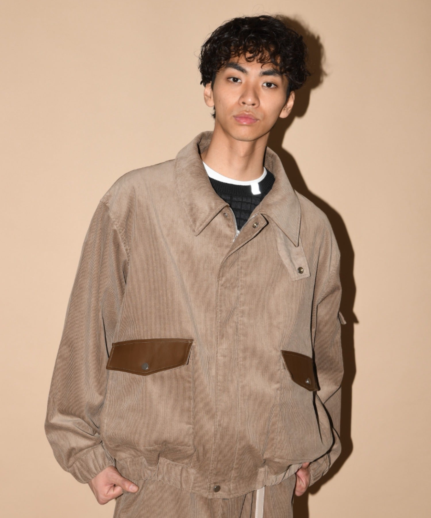 Corduroy Harrington Jacket- brown