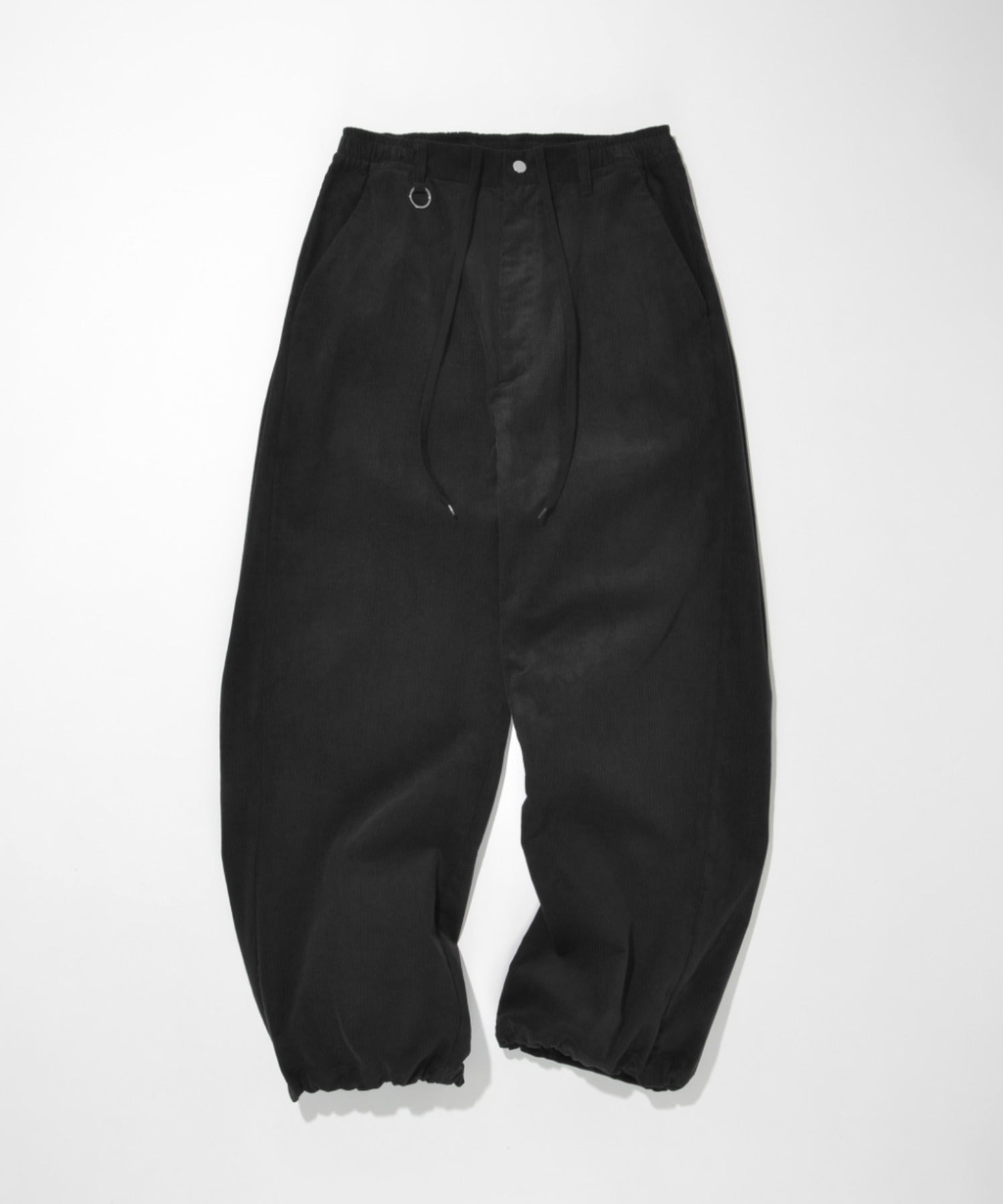 Corduroy Side-tuck Wide Pants- black
