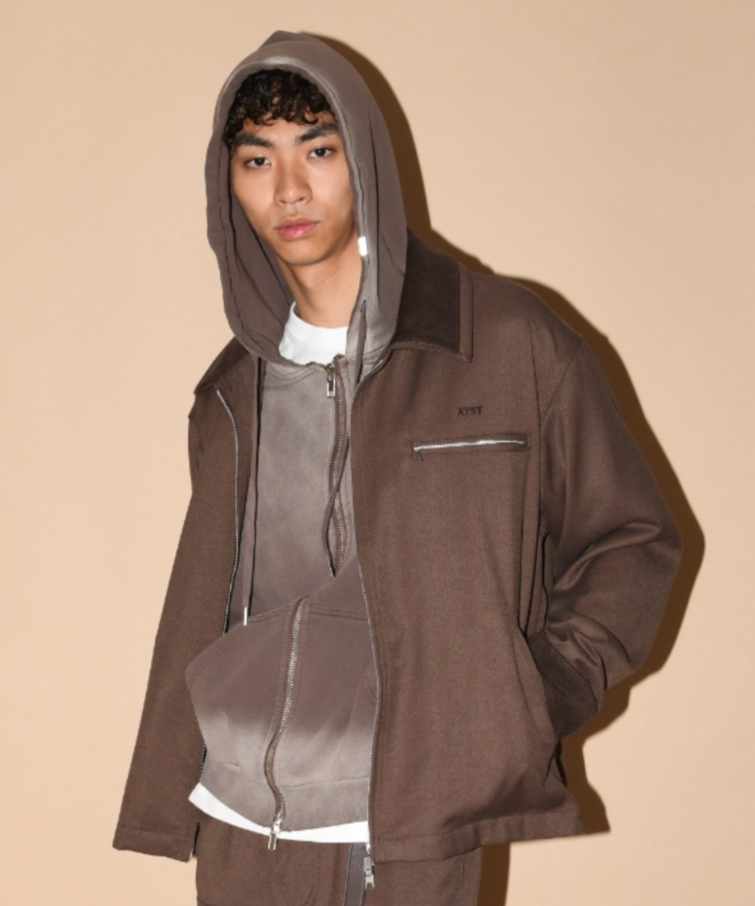Sun faded Zip-Hoodie Sweat - black