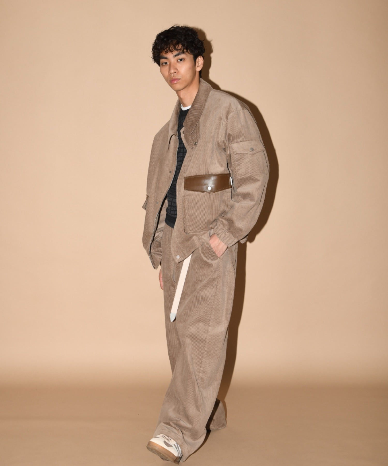 Corduroy Harrington Jacket- brown