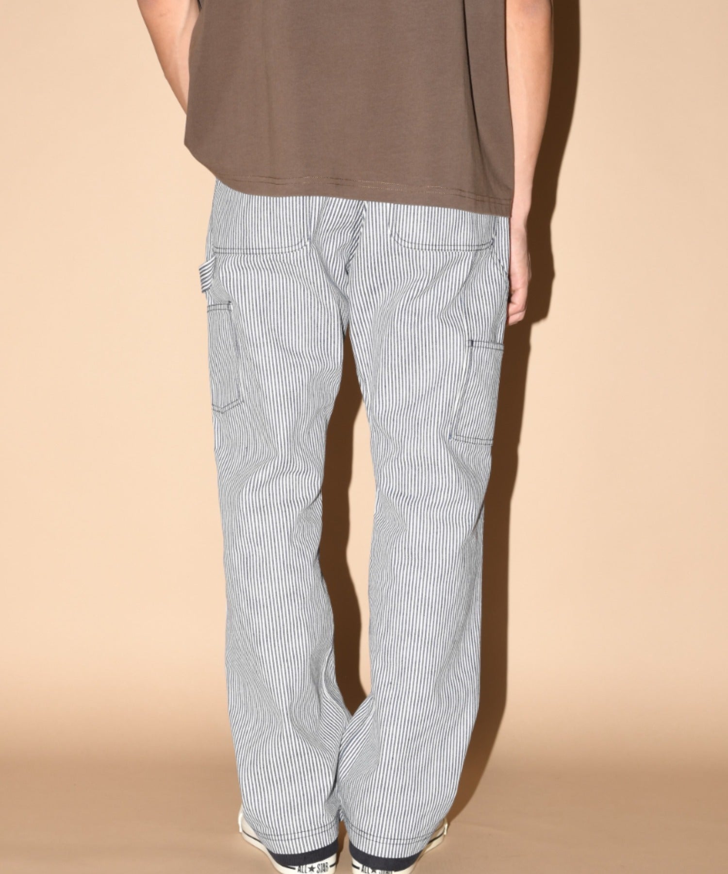 Layered hem Double knee Pants - black
