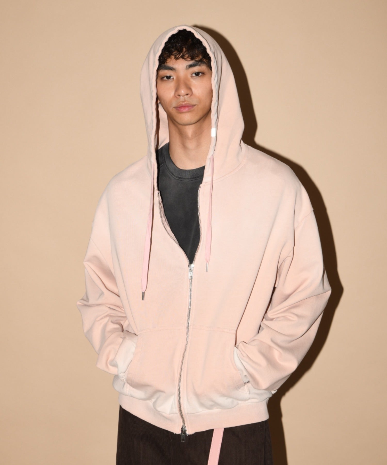 Sun faded Zip-Hoodie Sweat - black