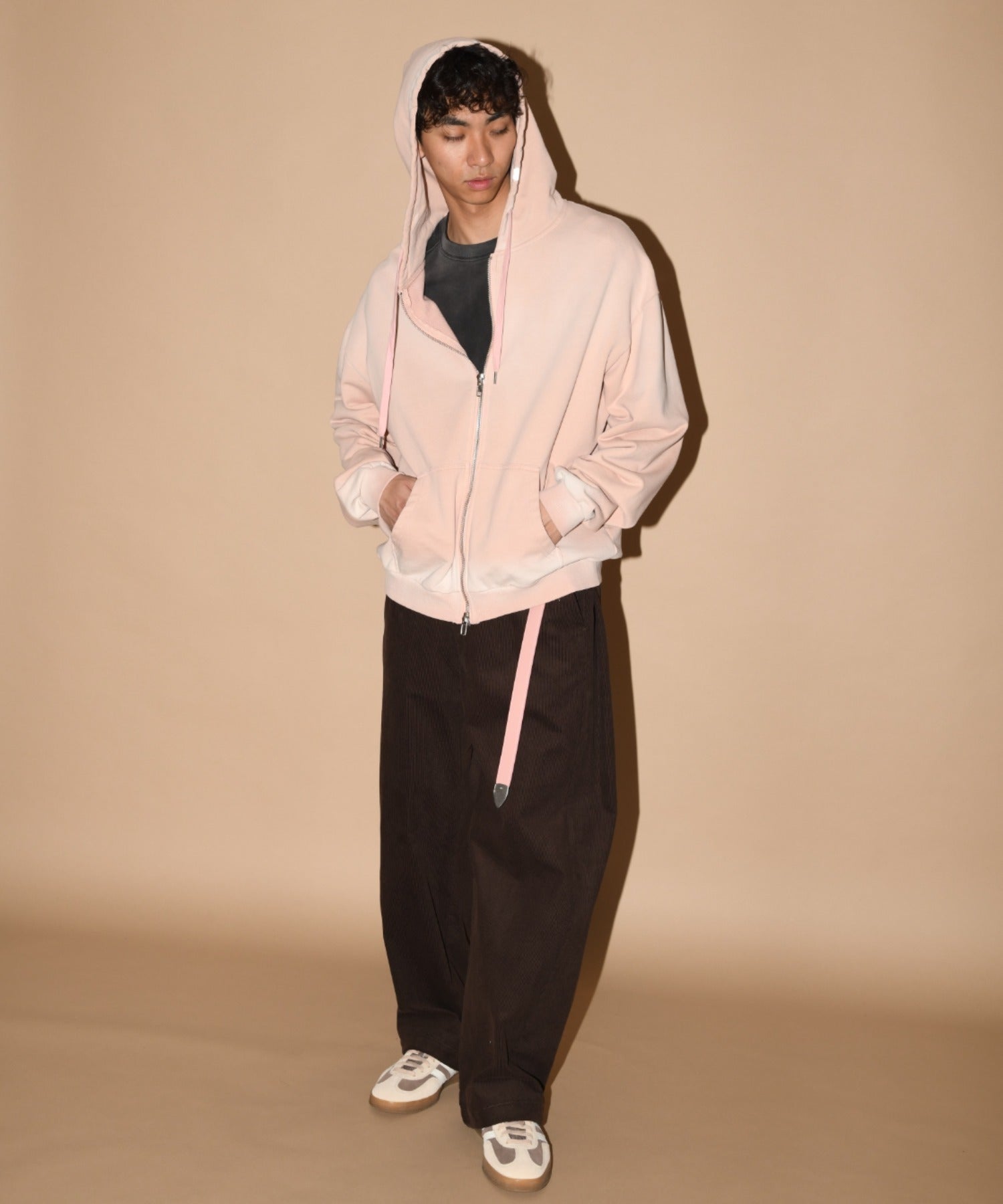 Sun faded Zip-Hoodie Sweat - black