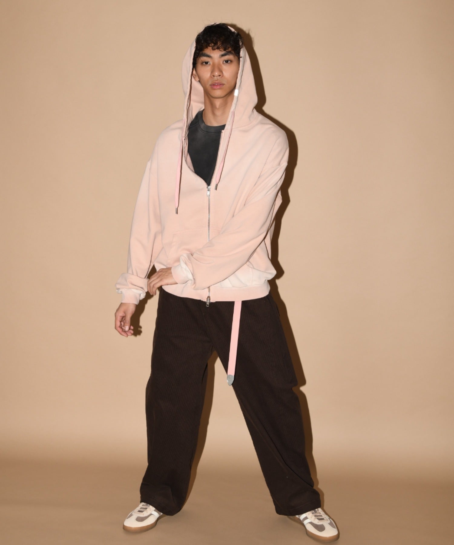 Sun faded Zip-Hoodie Sweat - black