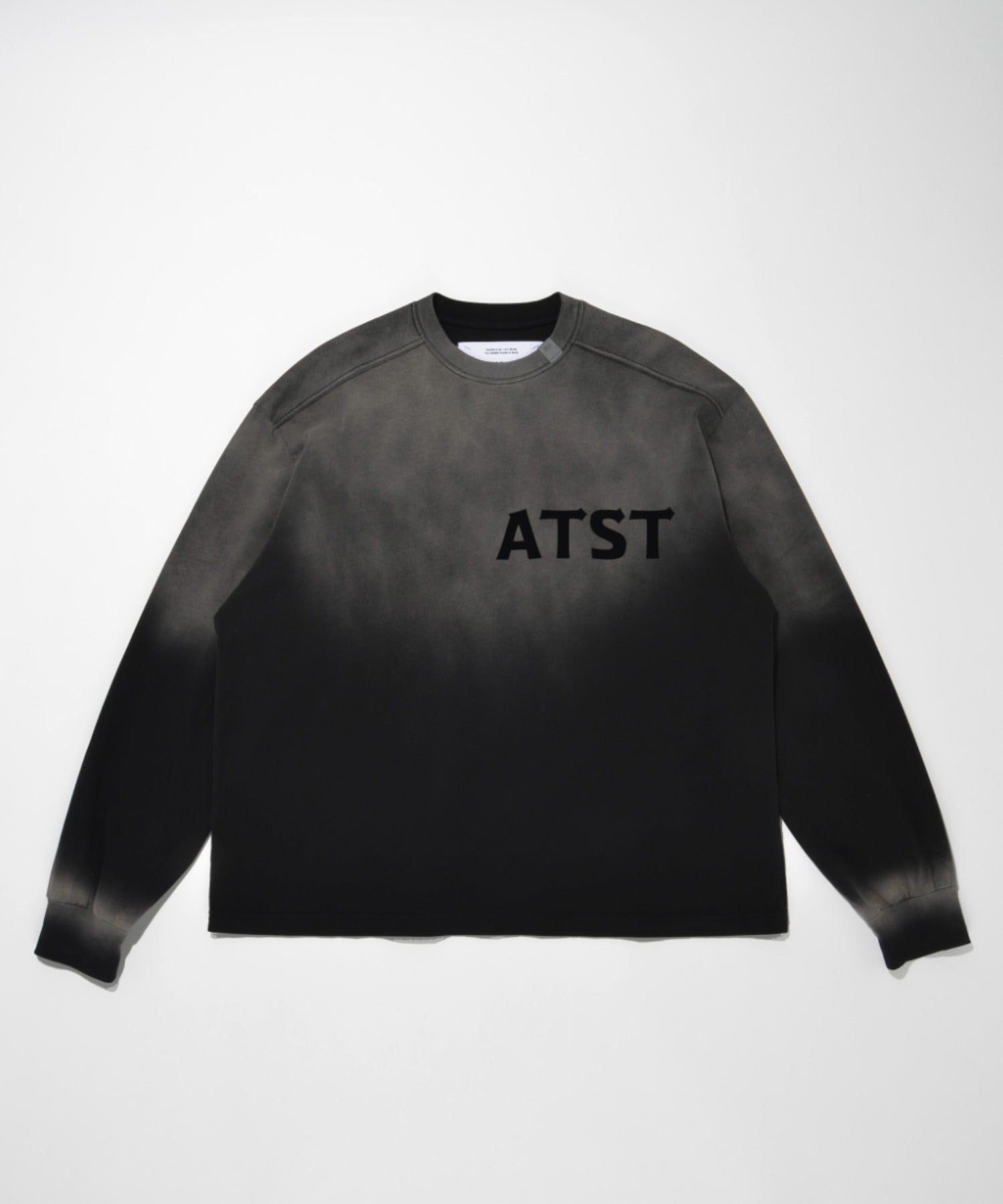 Sun faded Flocky print Sweat L/S T-shirt - black