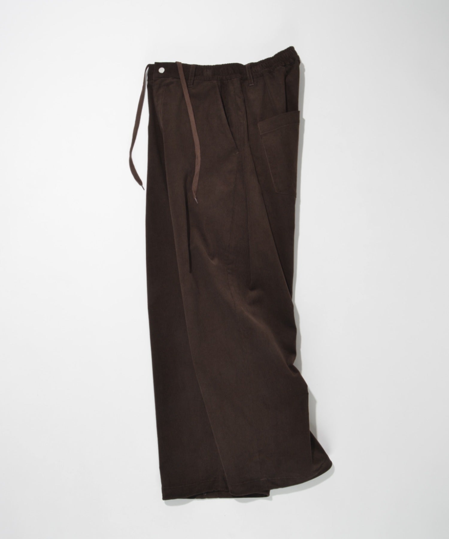 Corduroy Side-tuck Wide Pants- black