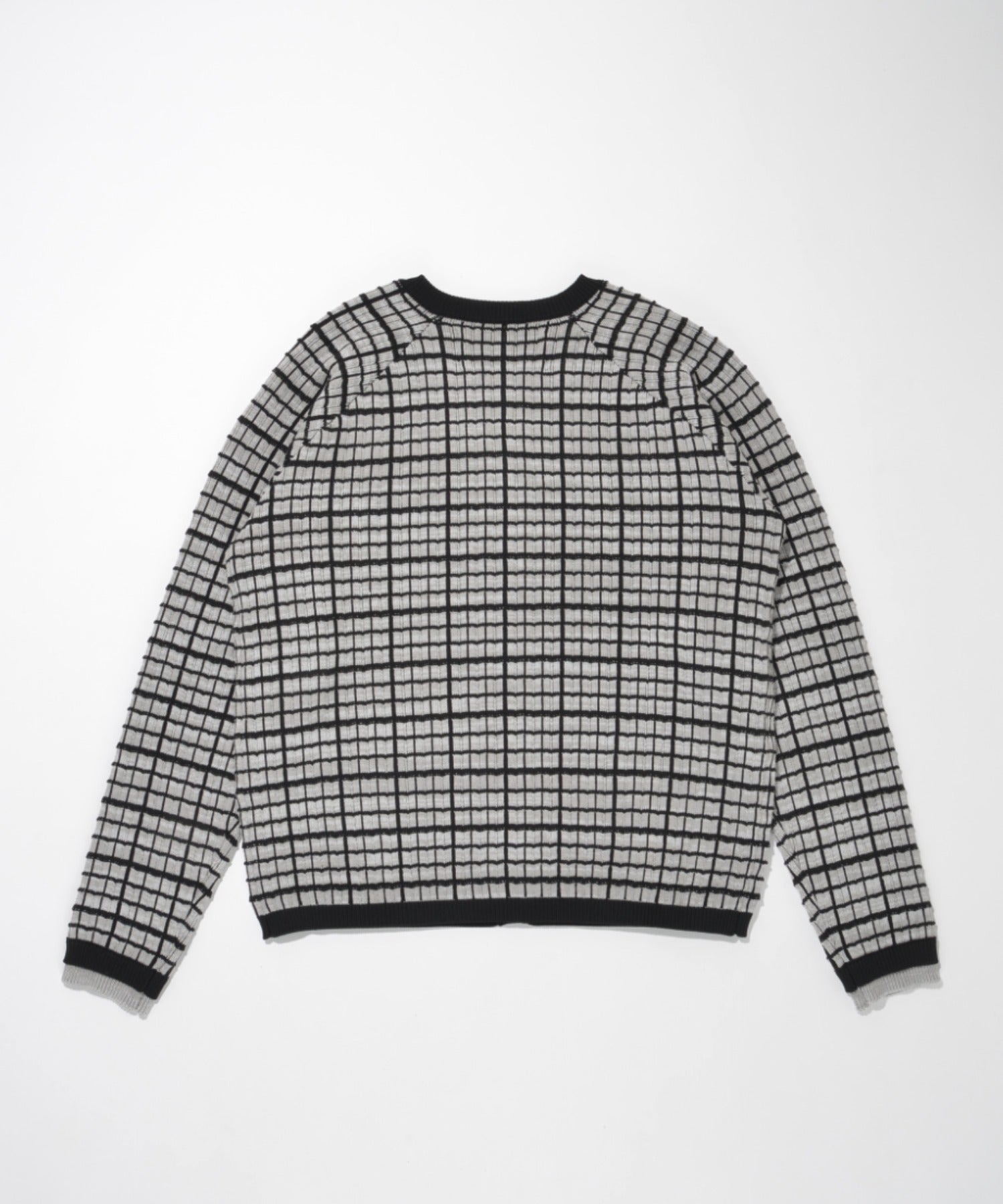 Graph check Knit Cardigan - gray/black