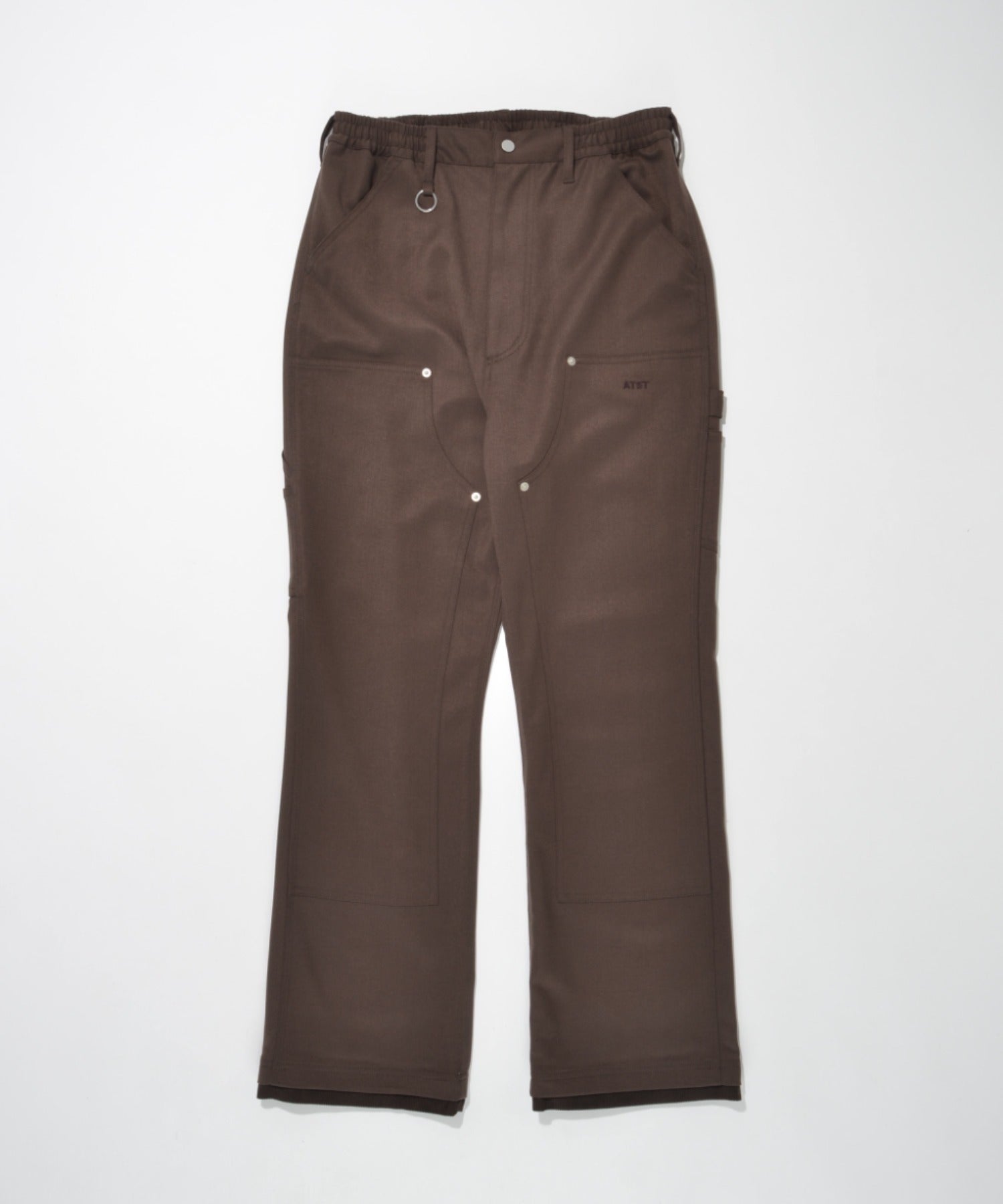 Layered hem Double knee Pants - black