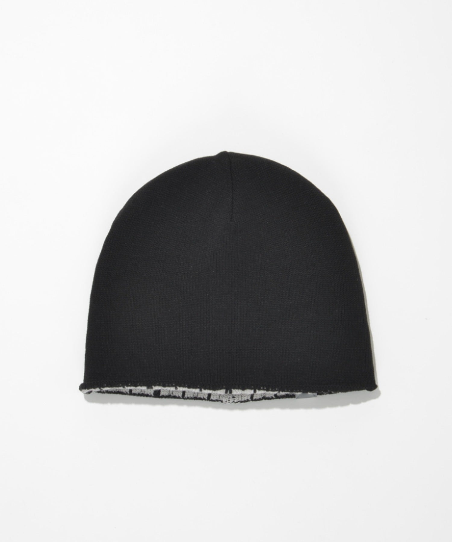 Graph check Knit Reversible Beanie - c.gray/black