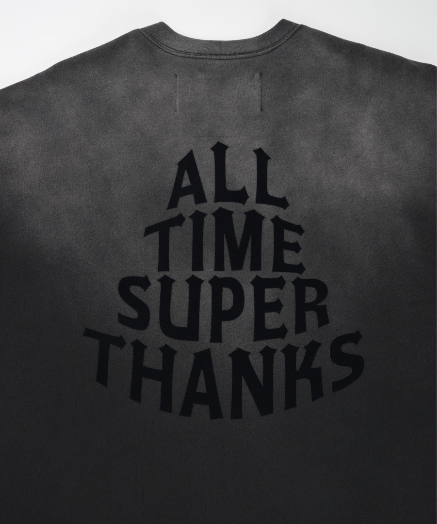 Sun faded Flocky print Sweat S/S T-shirt - black