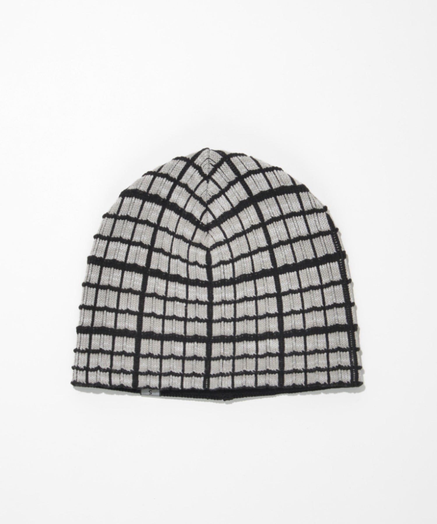Graph check Knit Reversible Beanie - cream/brown