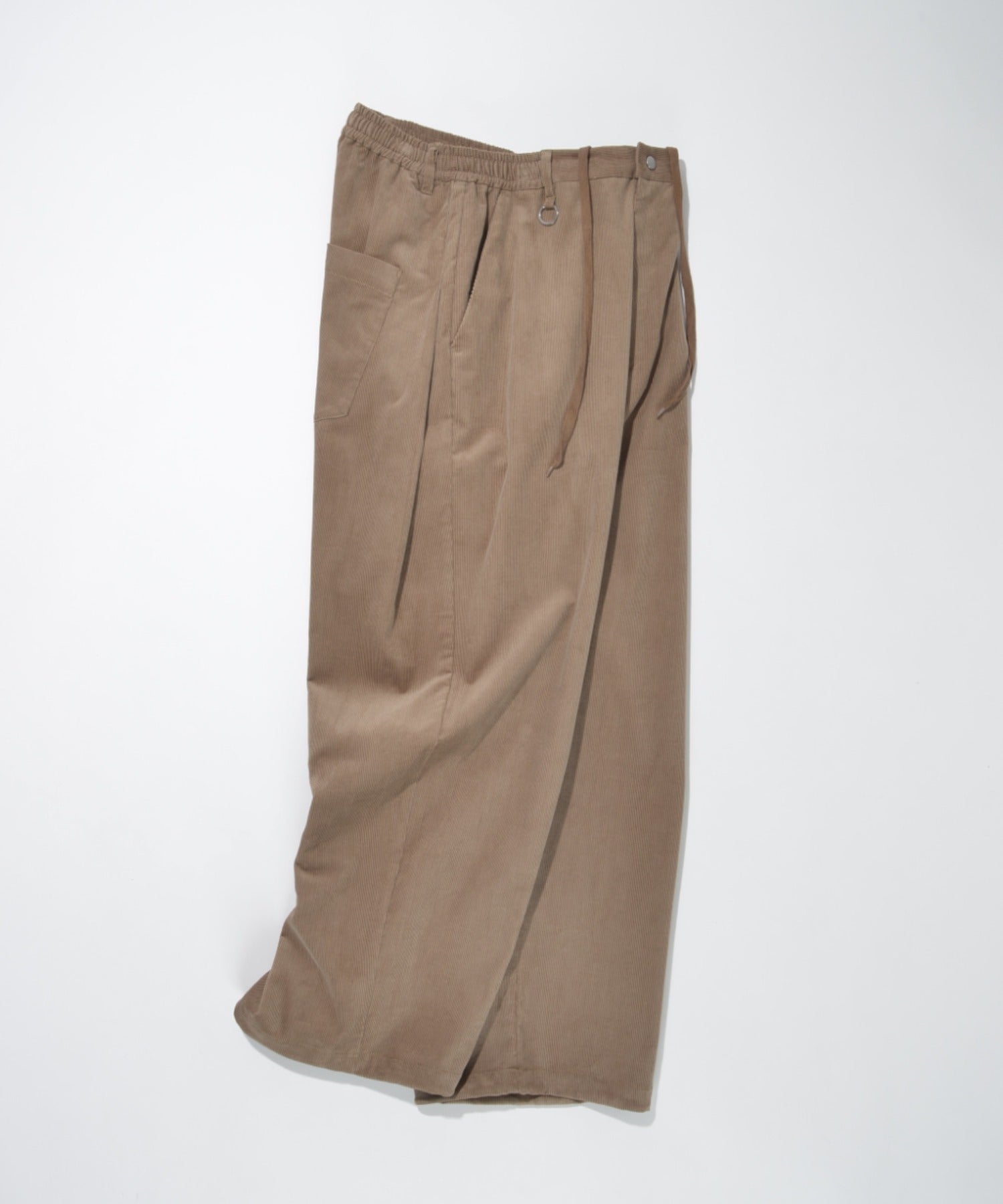 Corduroy Side-tuck Wide Pants- black