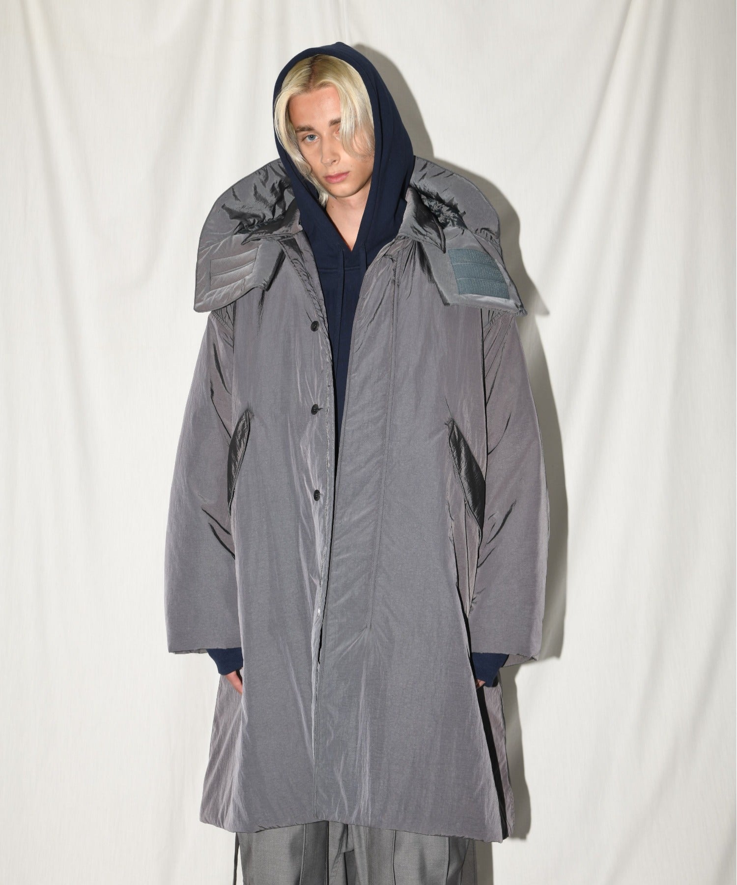 2WAYモッズコート×ステンカラーコート/Soutien collar field coat - navy