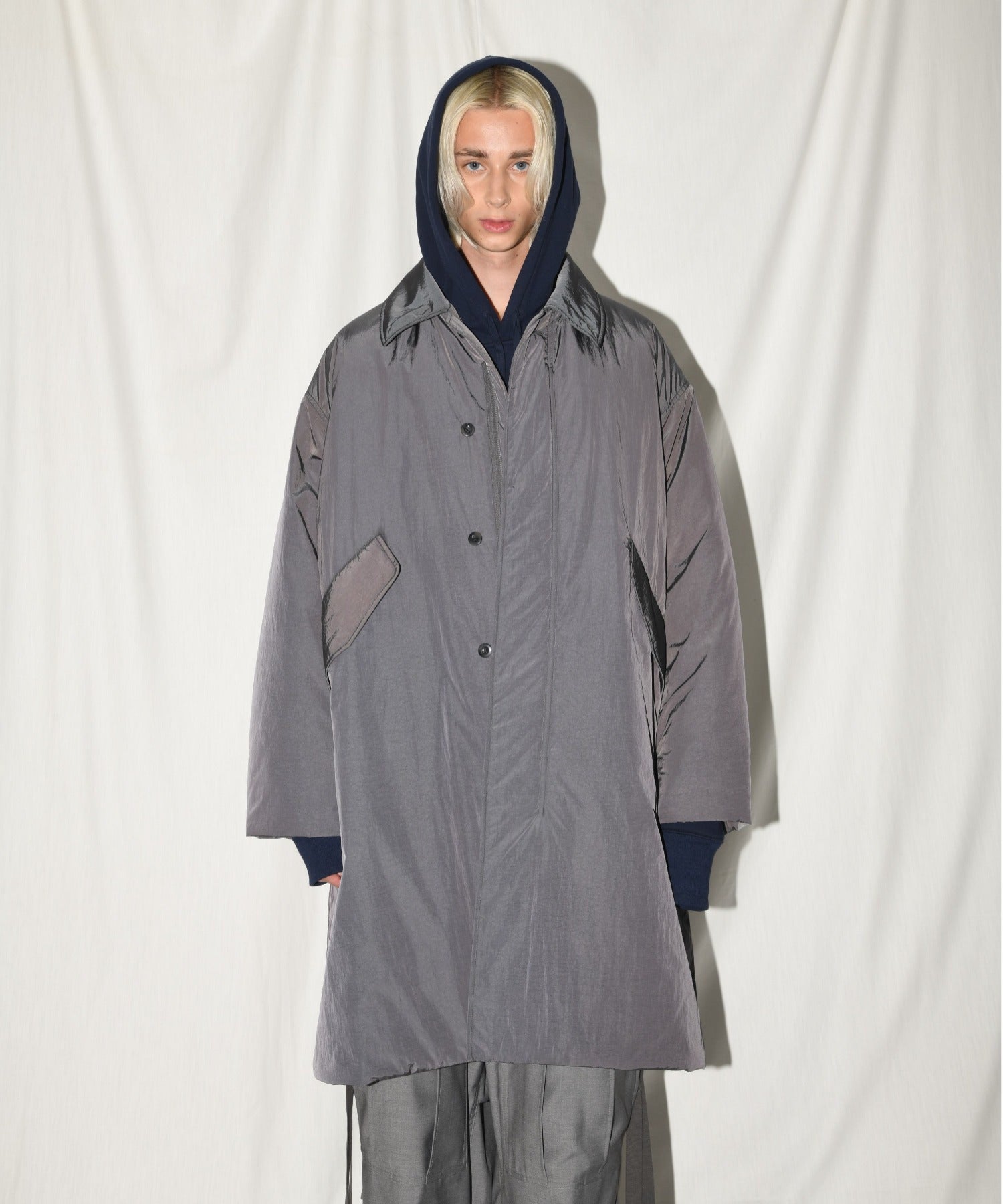 2WAYモッズコート×ステンカラーコート/Soutien collar field coat - navy