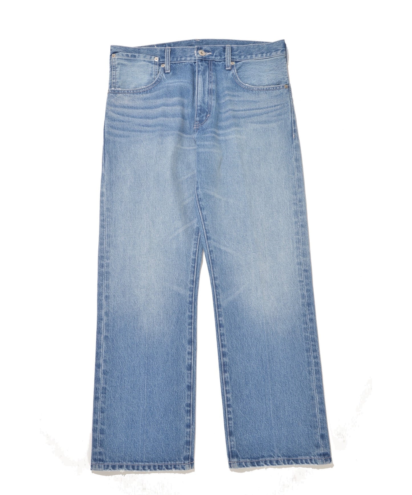 Washed flared denim trousers - wash blue