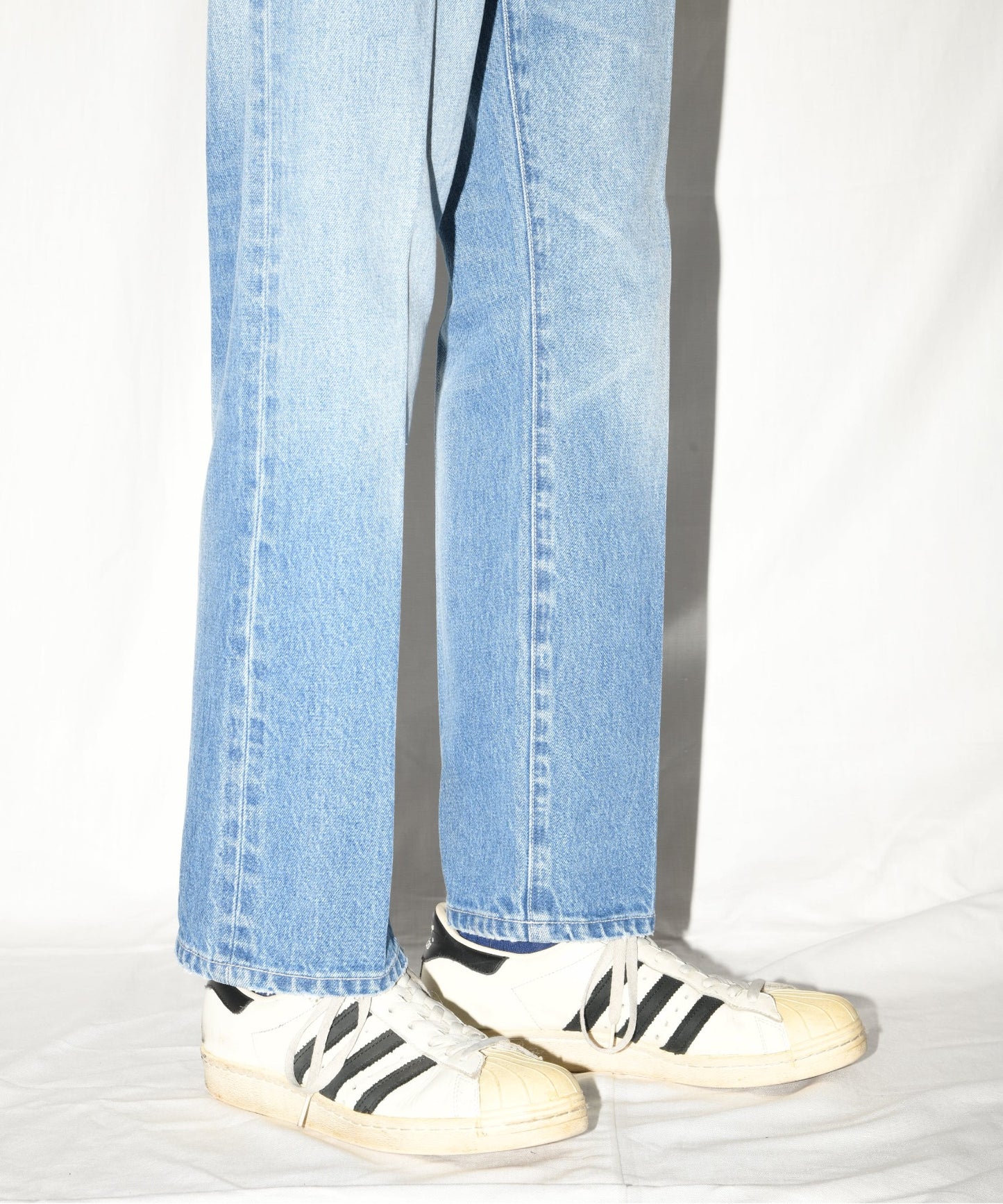 Washed flared denim trousers - wash blue