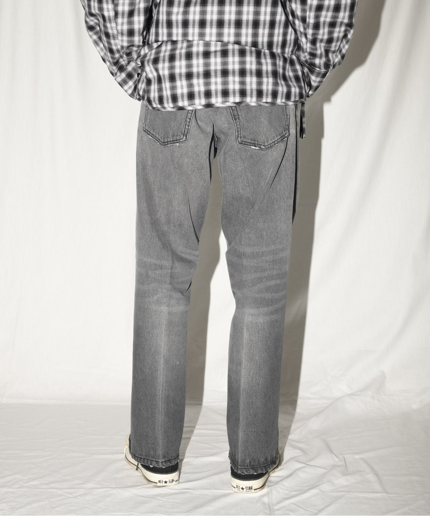 Washed flared denim trousers - wash blue