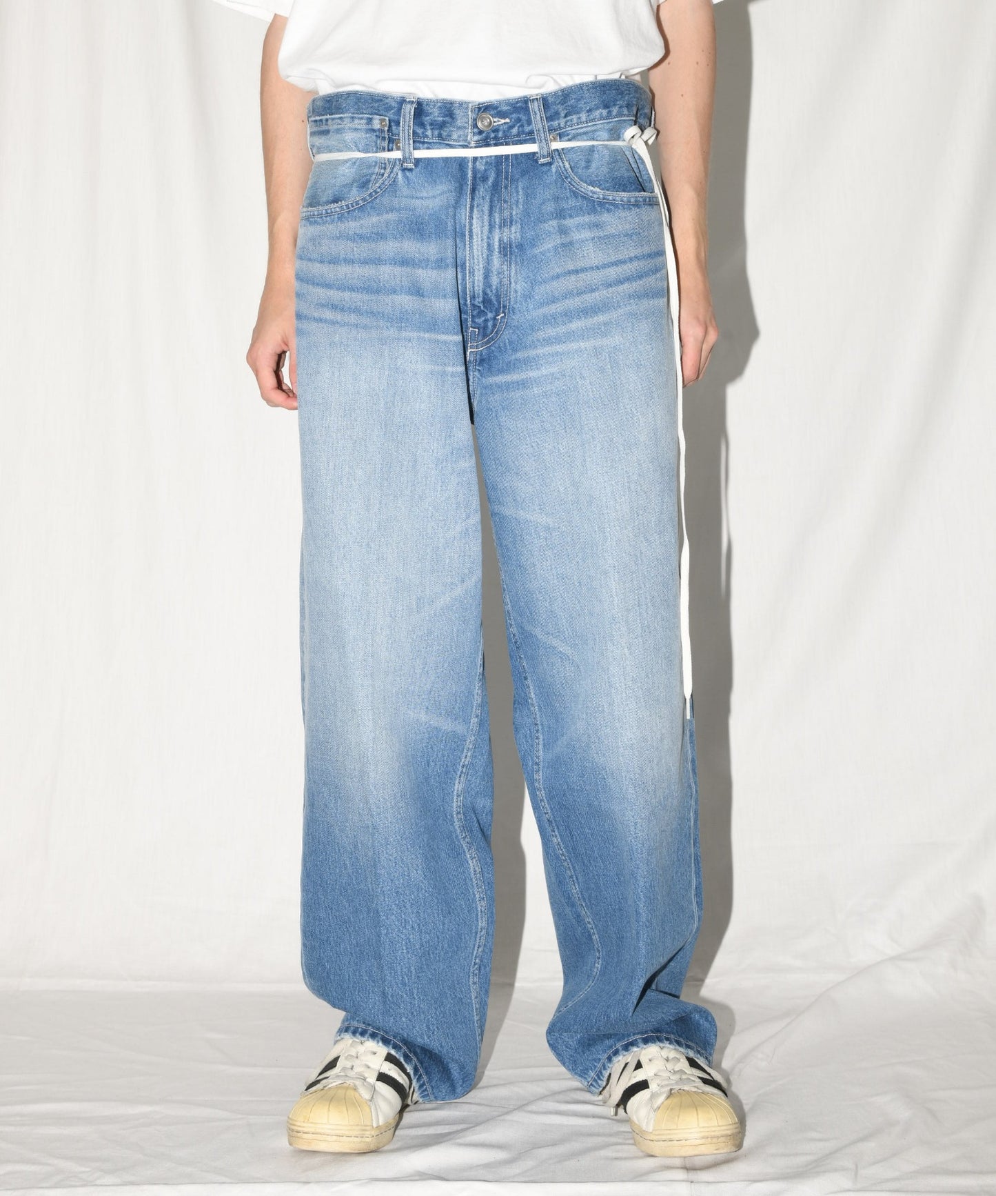 Washed baggy denim trousers - wash blue