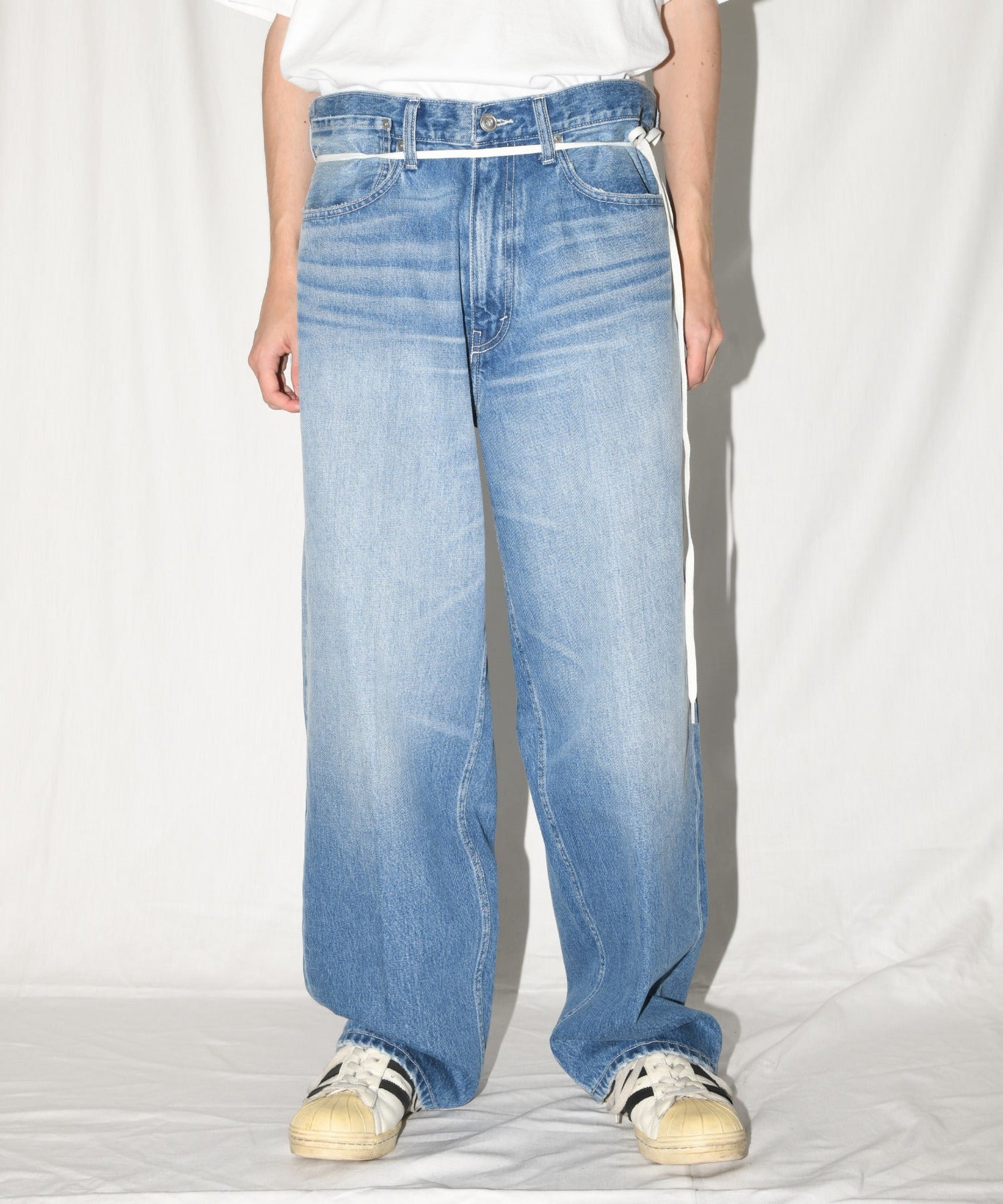 Washed baggy denim trousers - wash blue