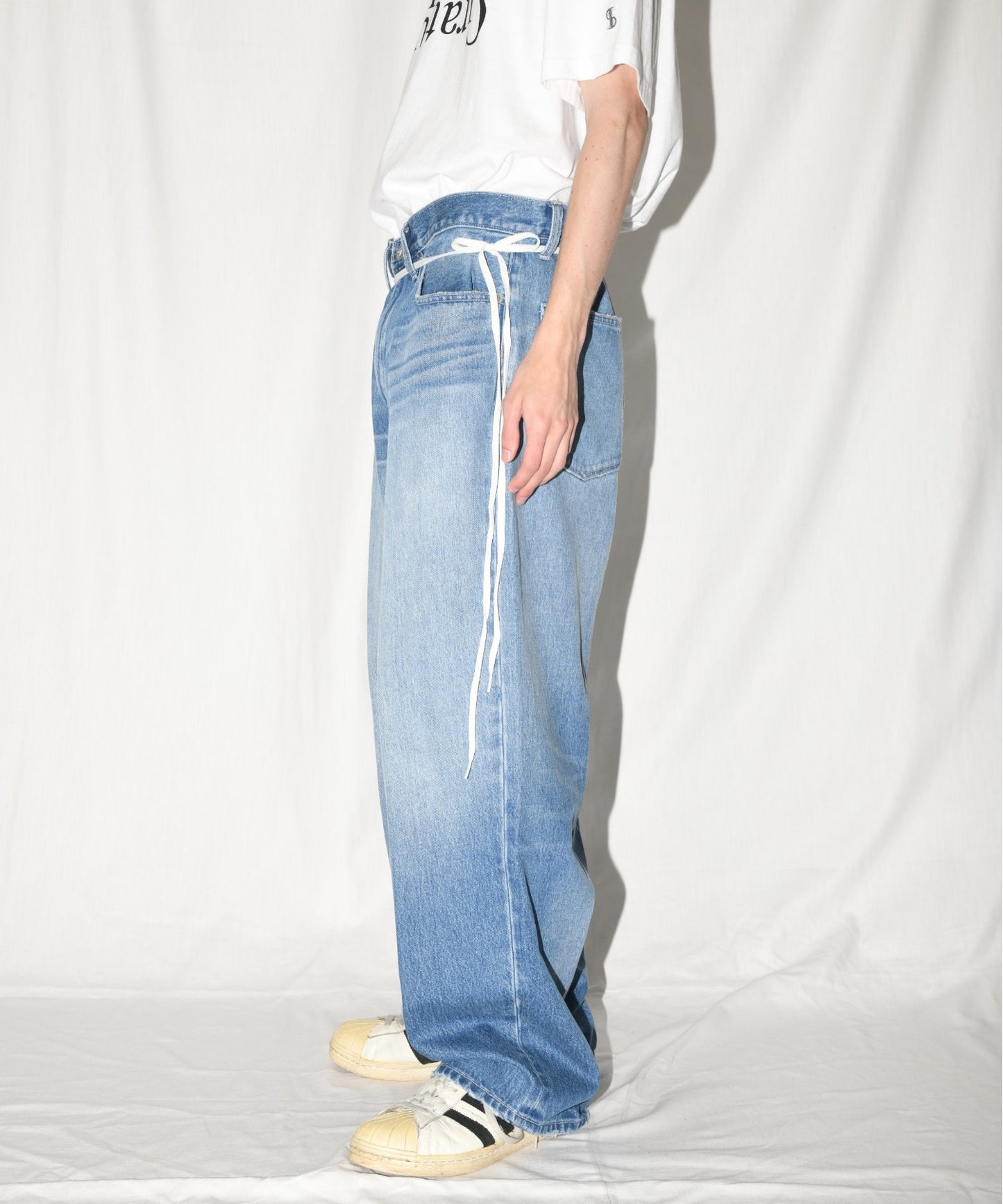 Washed baggy denim trousers - wash blue