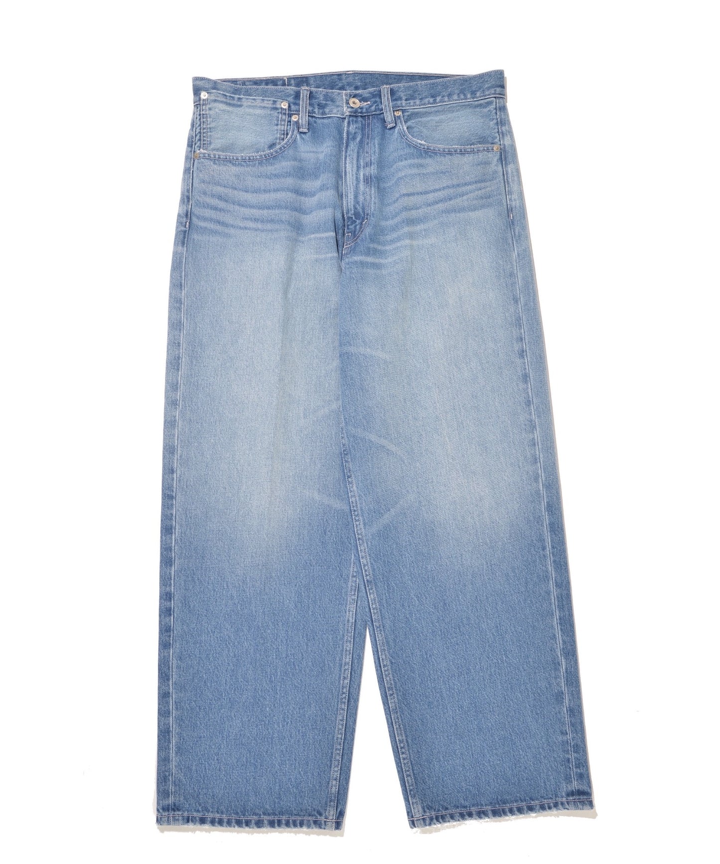 Washed baggy denim trousers - wash blue