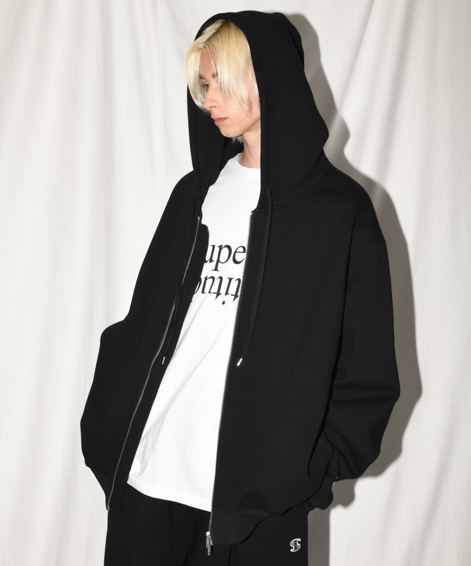 Zip-up sweat hoodie - navy