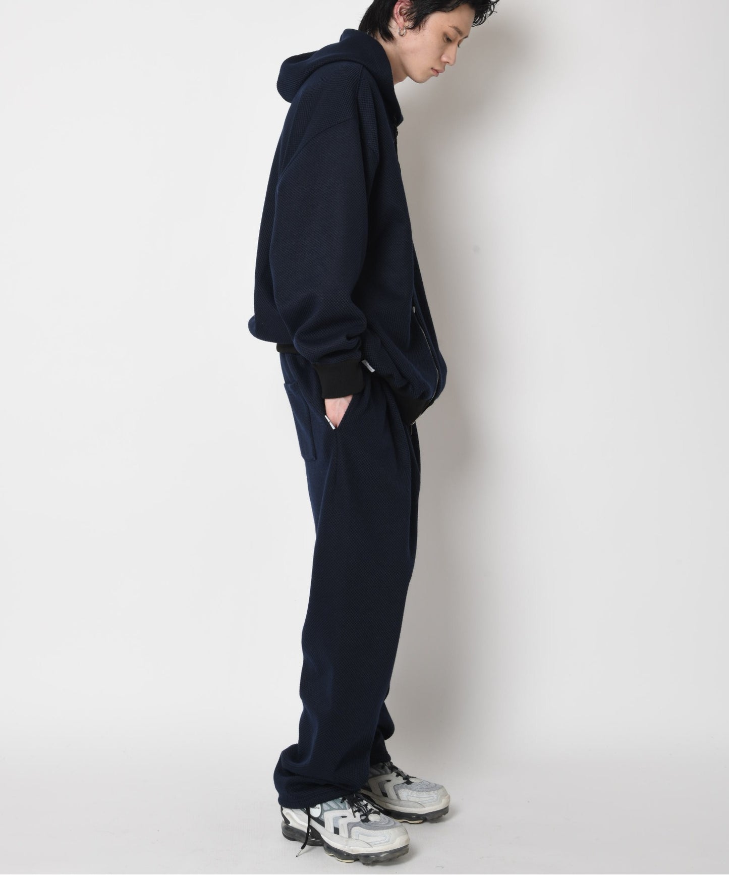 Wide knitted trousers (Double face - black