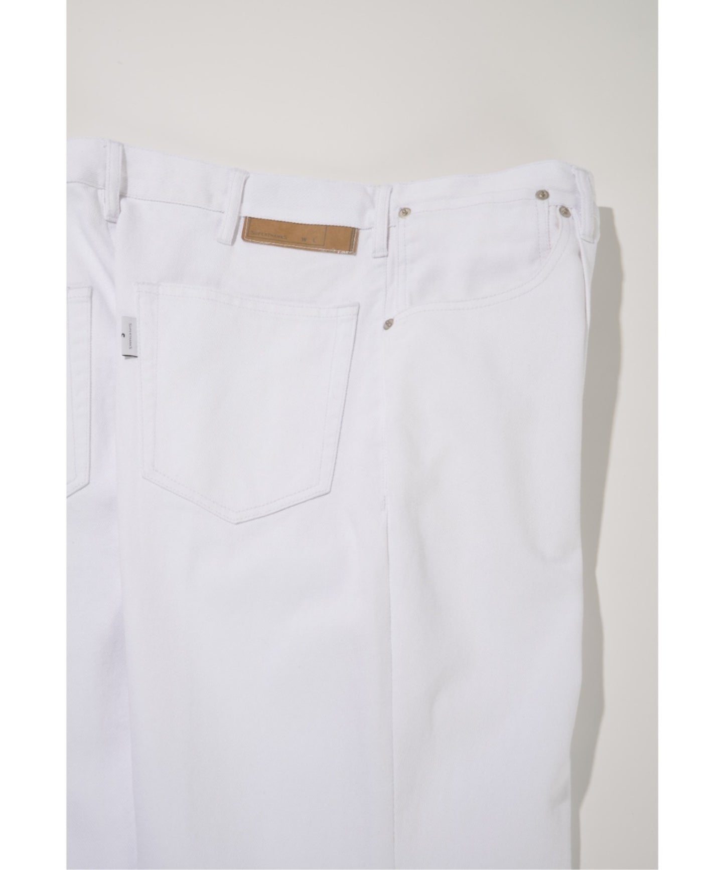 Washed flared denim tuck P - white