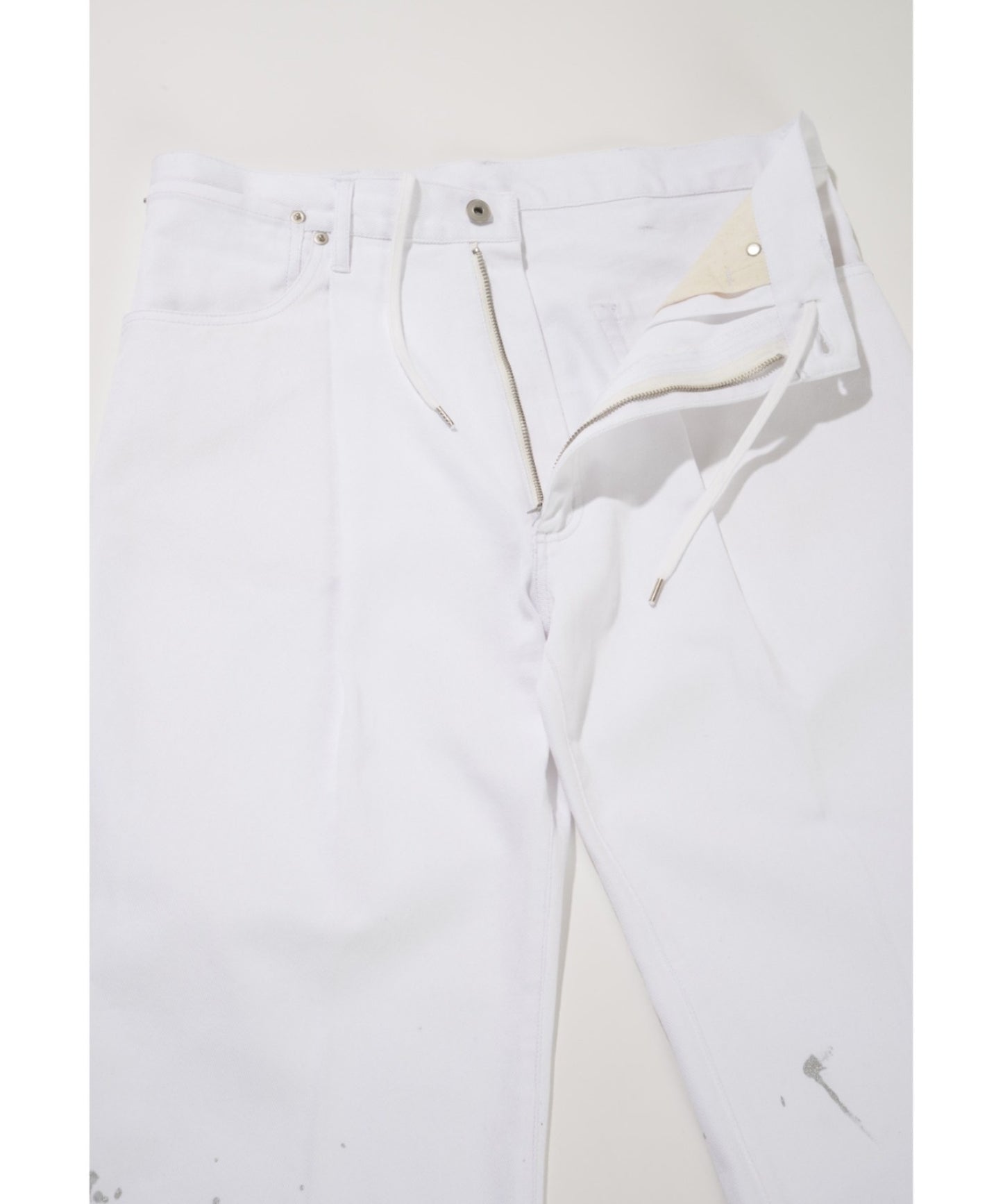 Washed flared denim tuck P - white