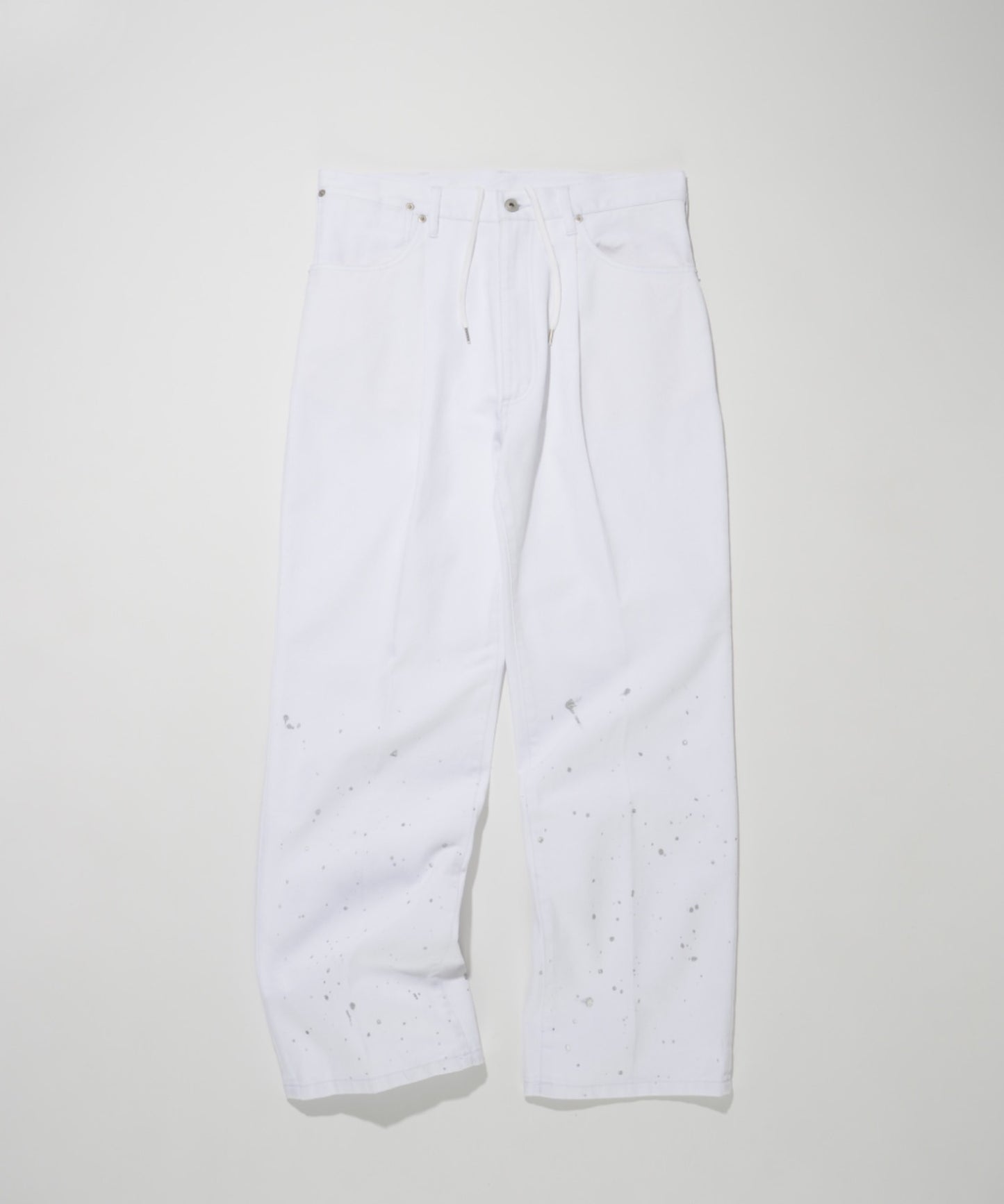 Washed flared denim tuck P - white