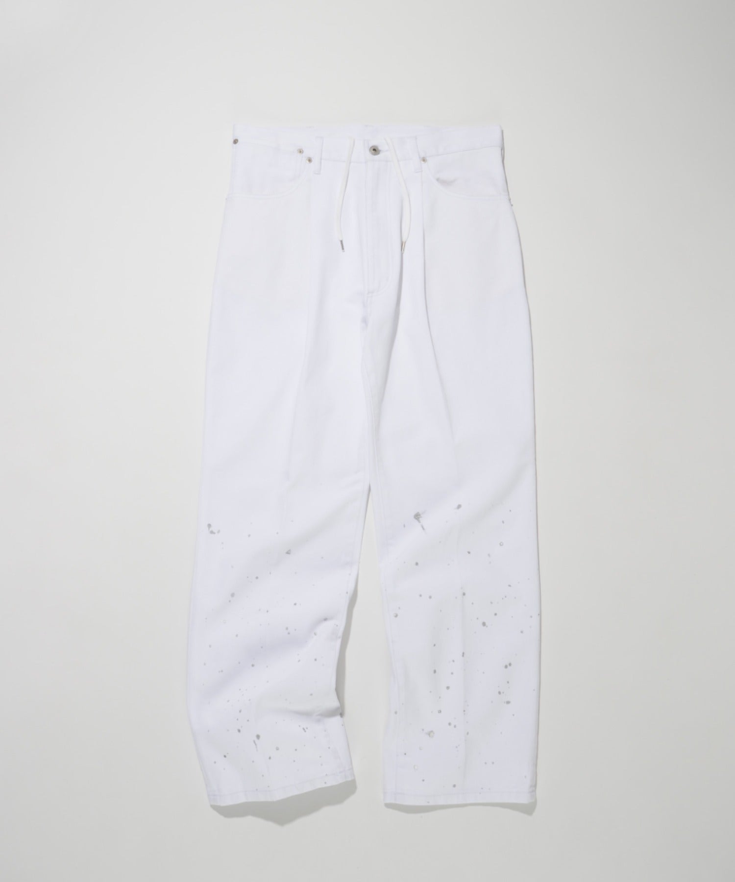 Washed flared denim tuck P - white