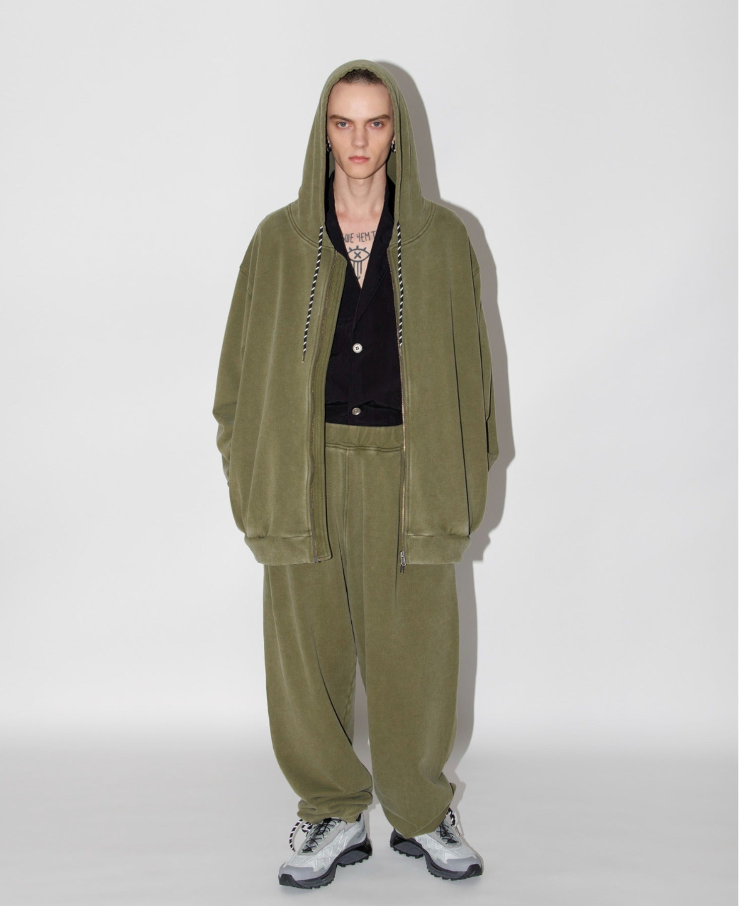 Zip sweat hoodie - khaki