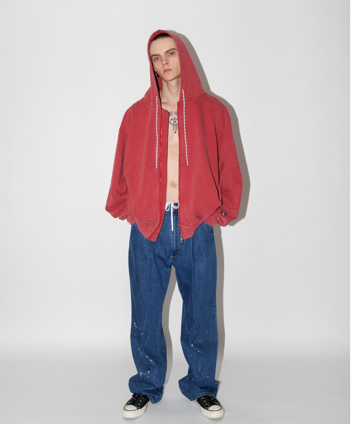 Zip sweat hoodie - red