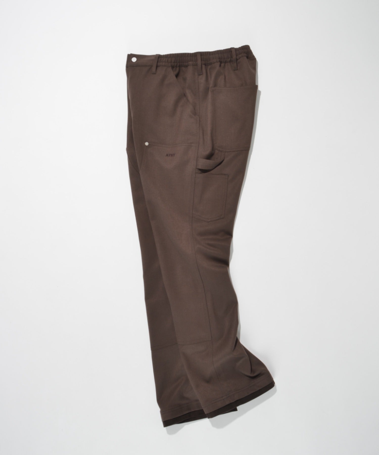 Layered hem Double knee Pants - black