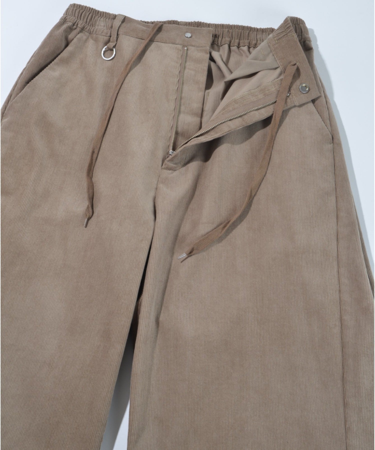 Corduroy Side-tuck Wide Pants- brown