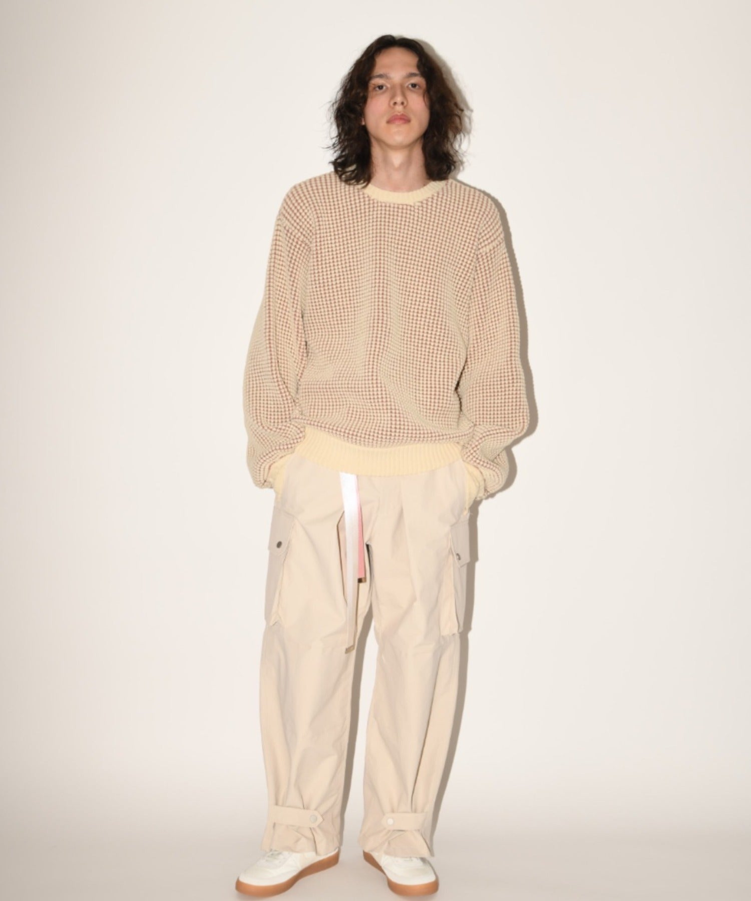Popcorn crew neck knit - black
