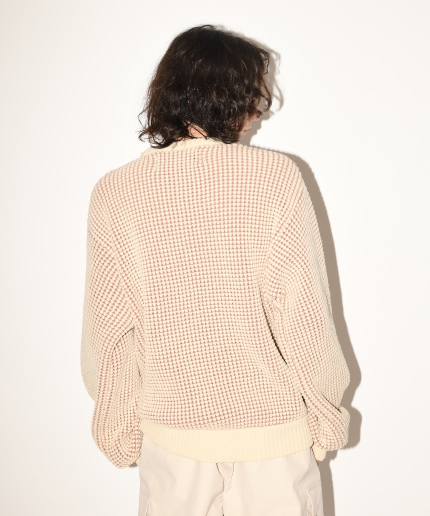 Popcorn crew neck knit - black