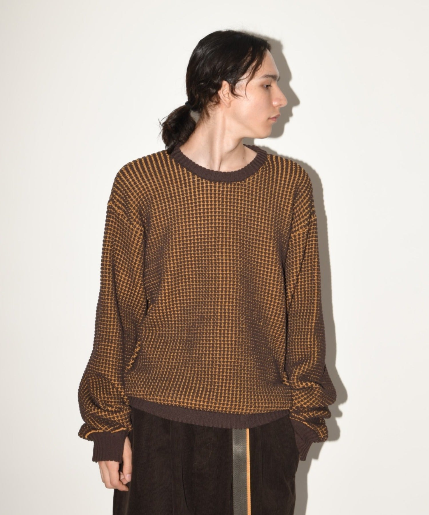 Popcorn crew neck knit - black