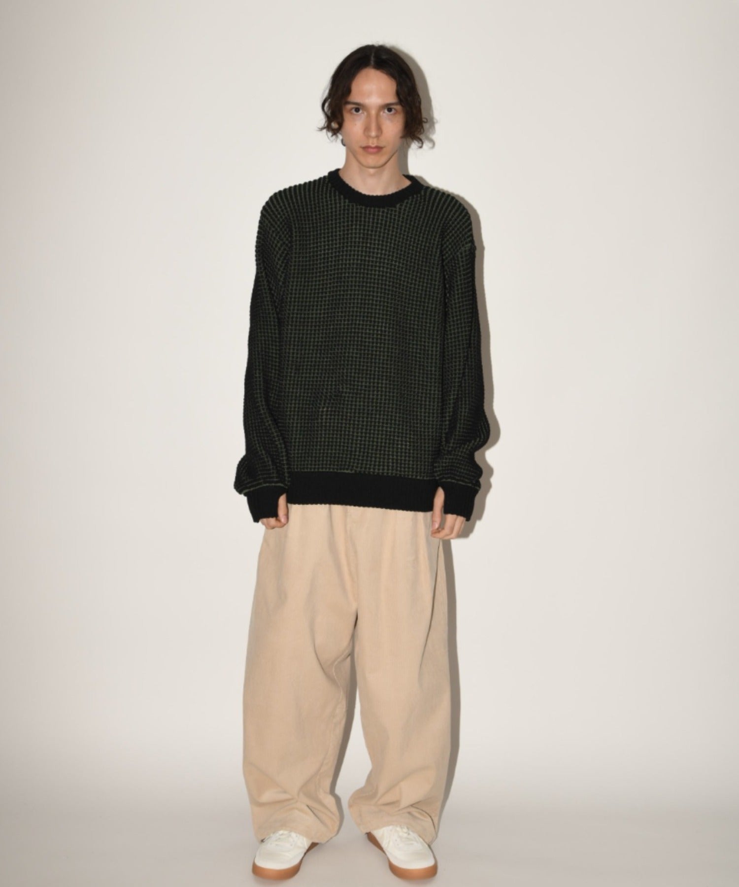 Popcorn crew neck knit - black