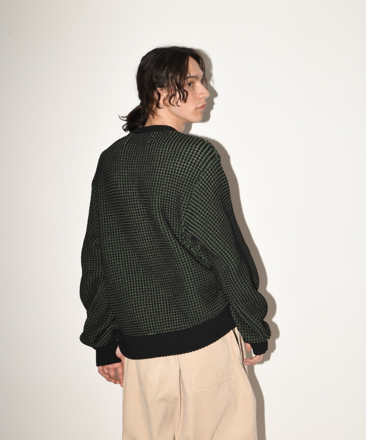 Popcorn crew neck knit - black