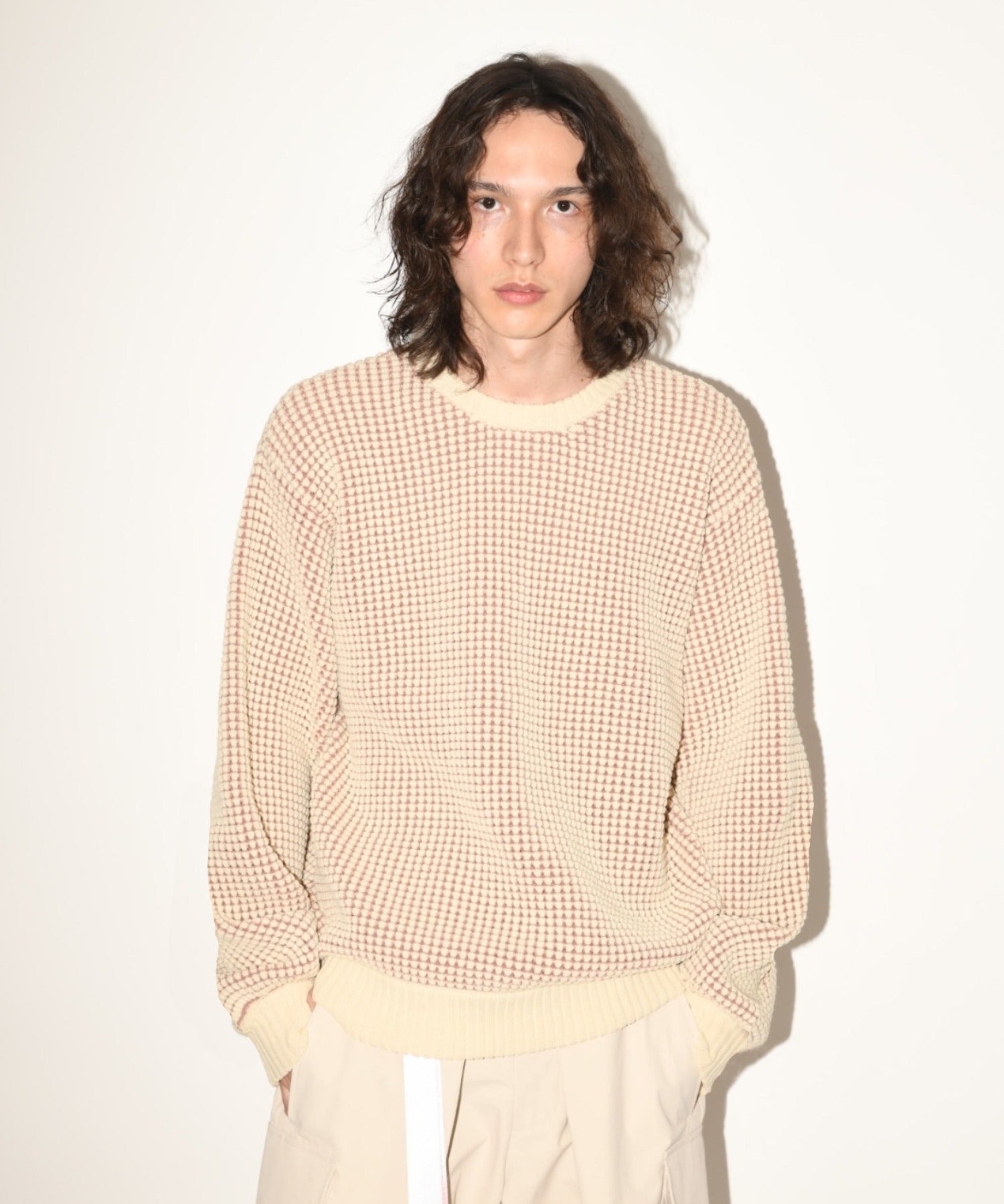 Popcorn crew neck knit - black