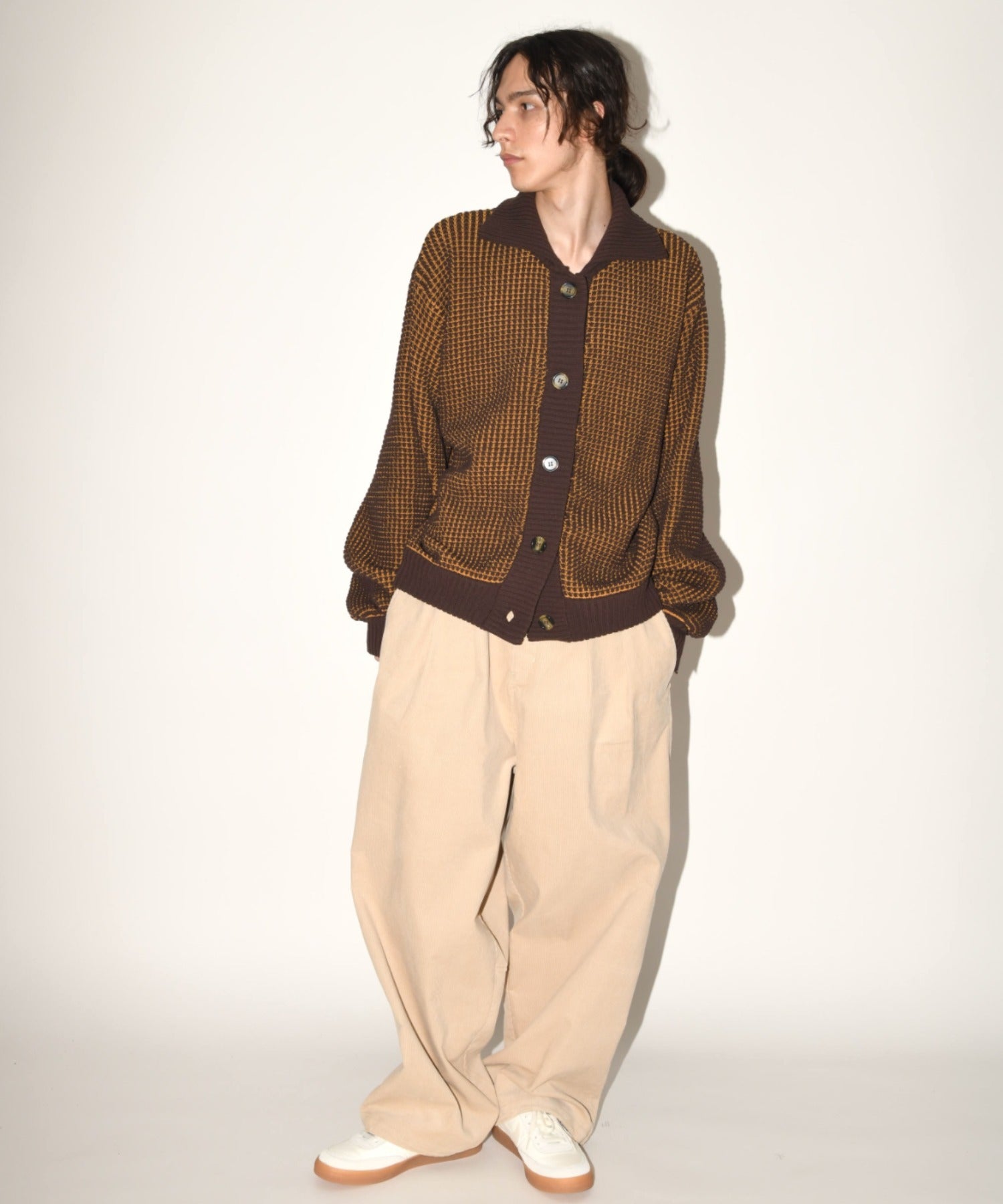 Popcorn knit cardigan - black