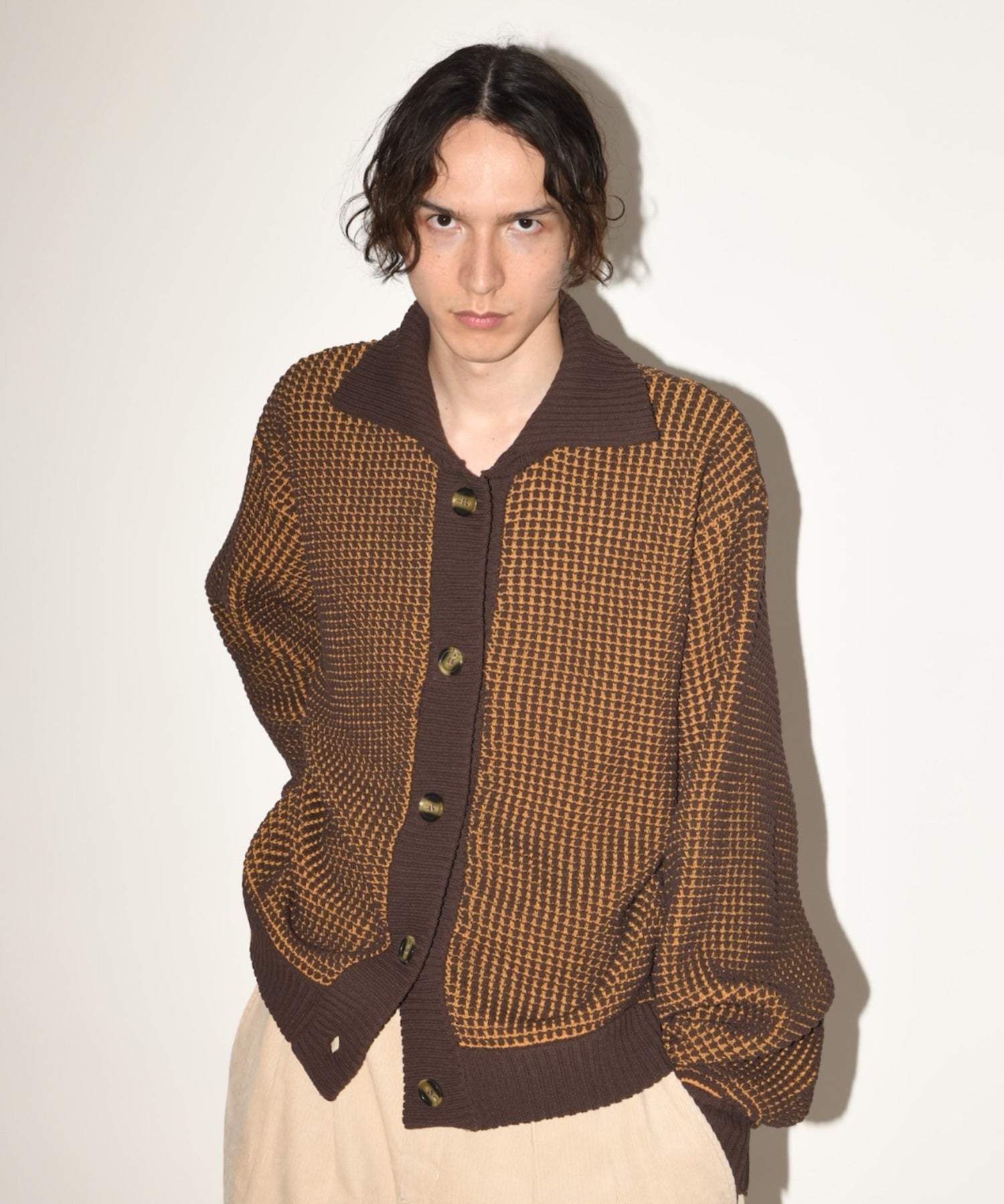 Popcorn knit cardigan - black