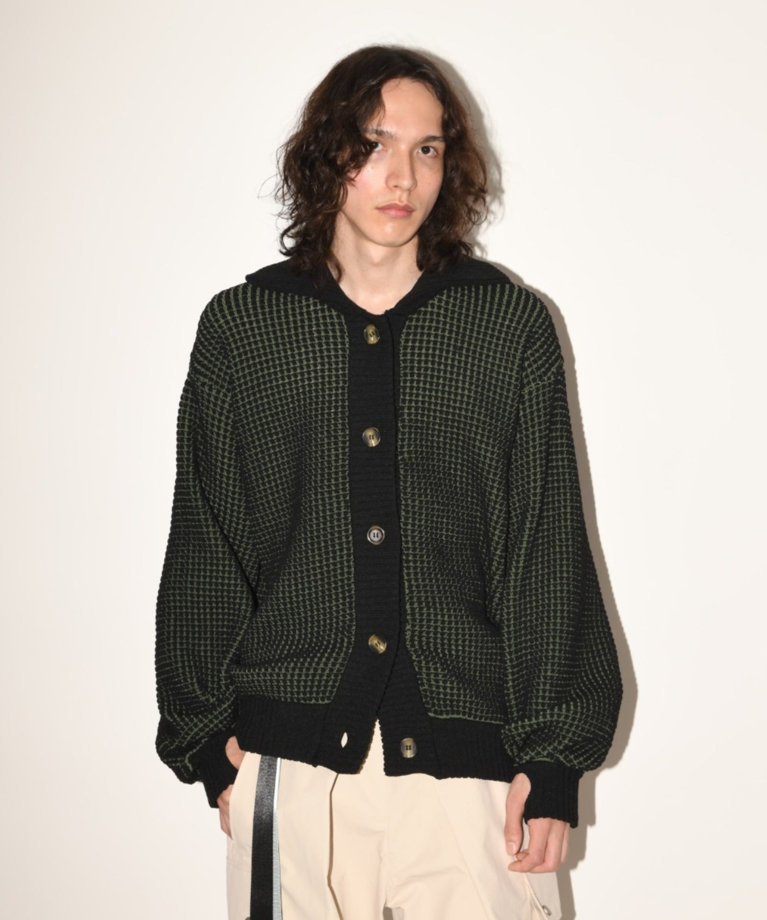 Popcorn knit cardigan - black