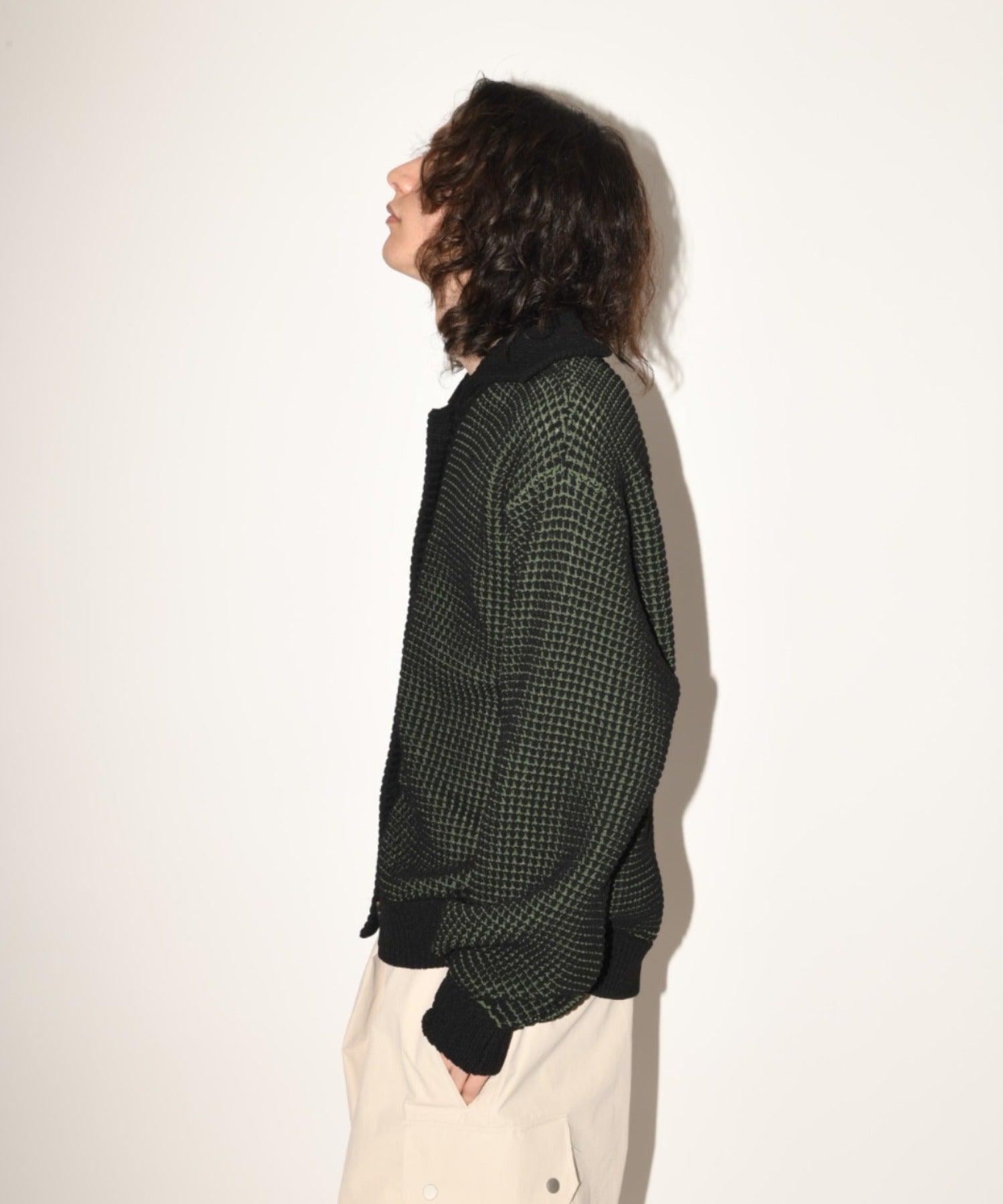 Popcorn knit cardigan - black