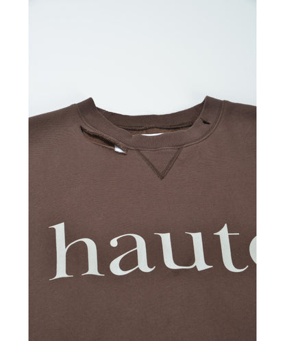 "haute" damage sweat crew neck - black