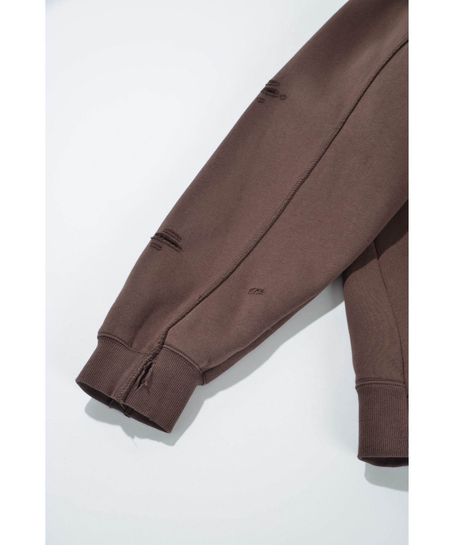 "haute" damage sweat crew neck - brown