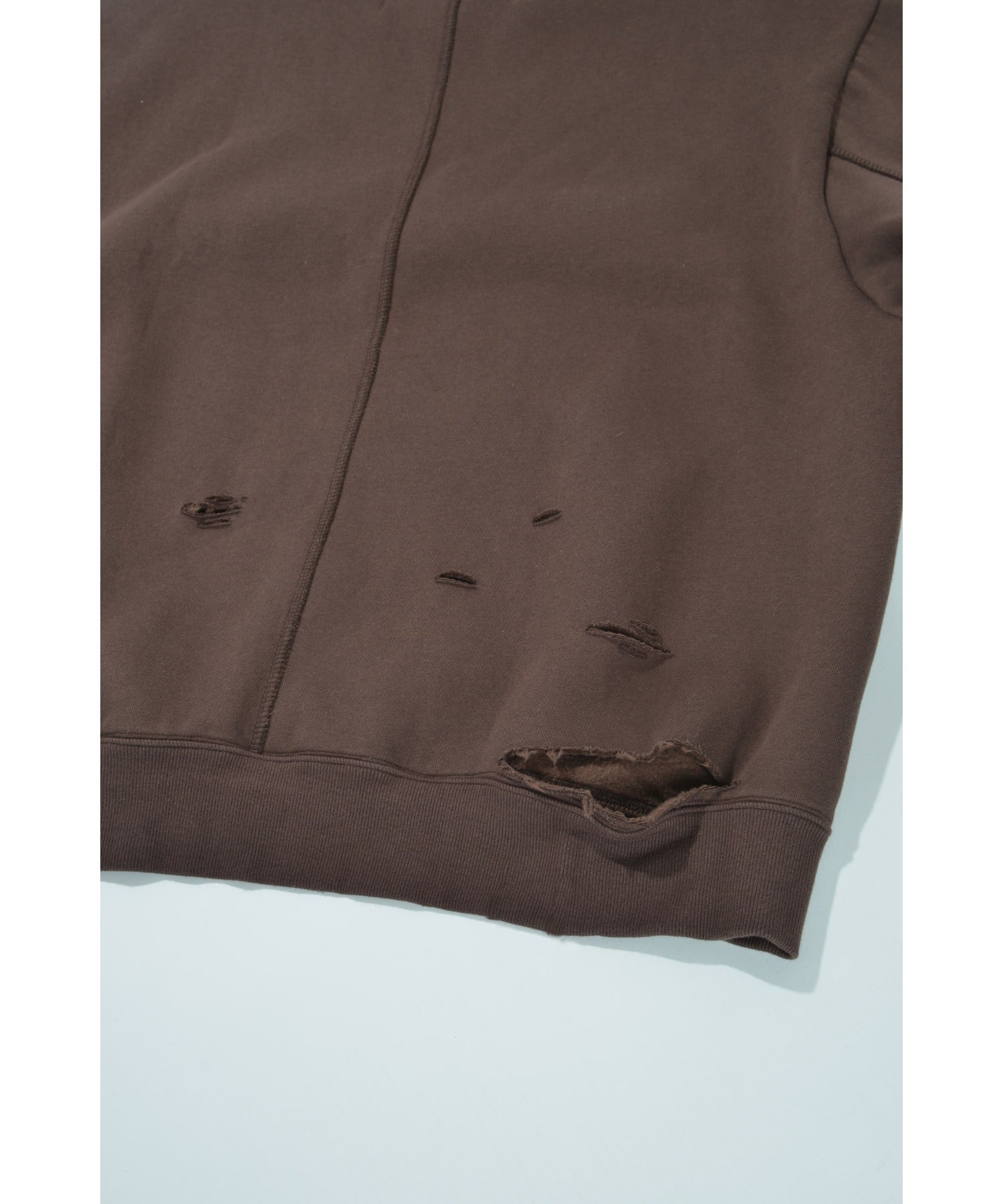 "haute" damage sweat crew neck - brown