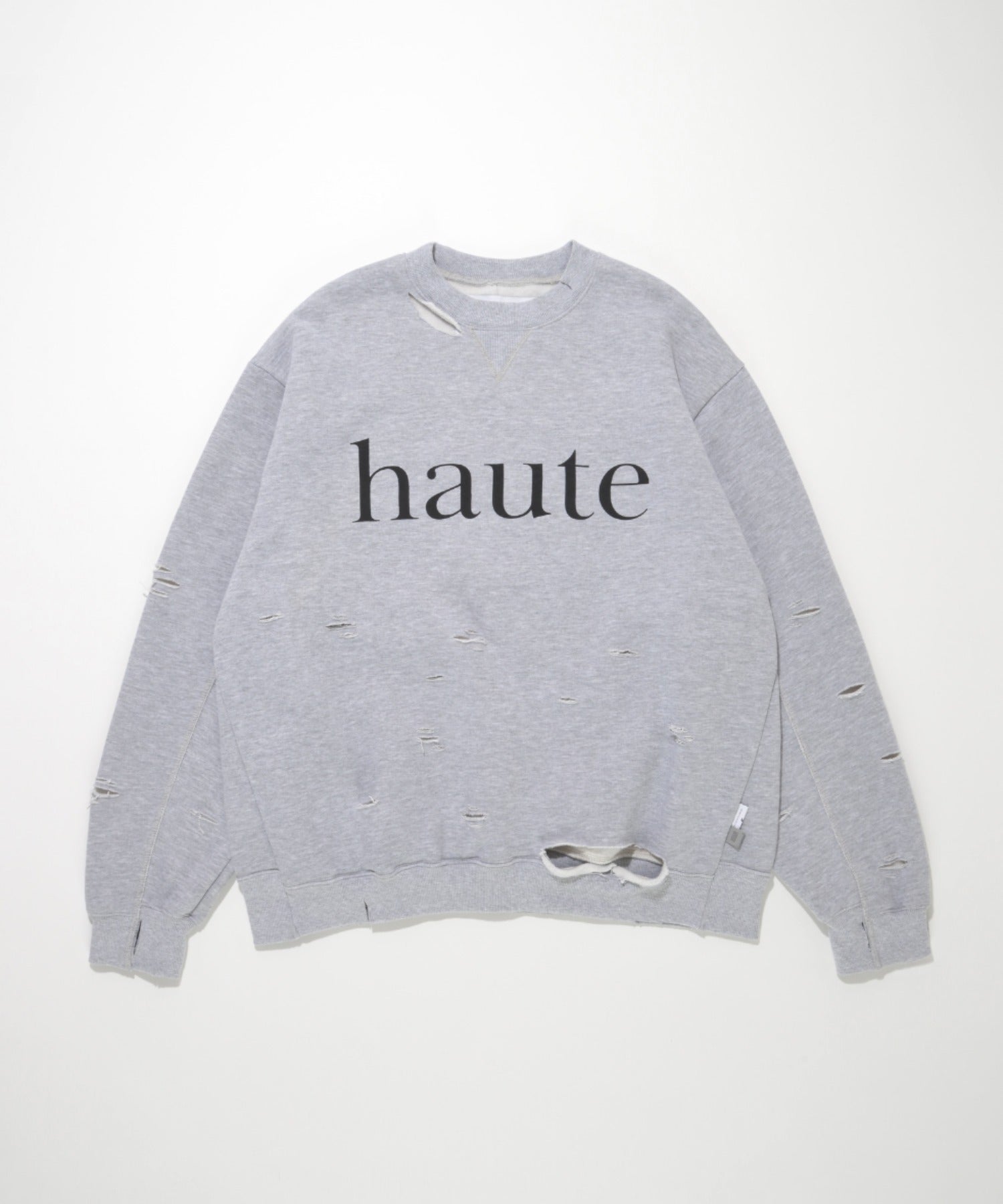 "haute" damage sweat crew neck - brown