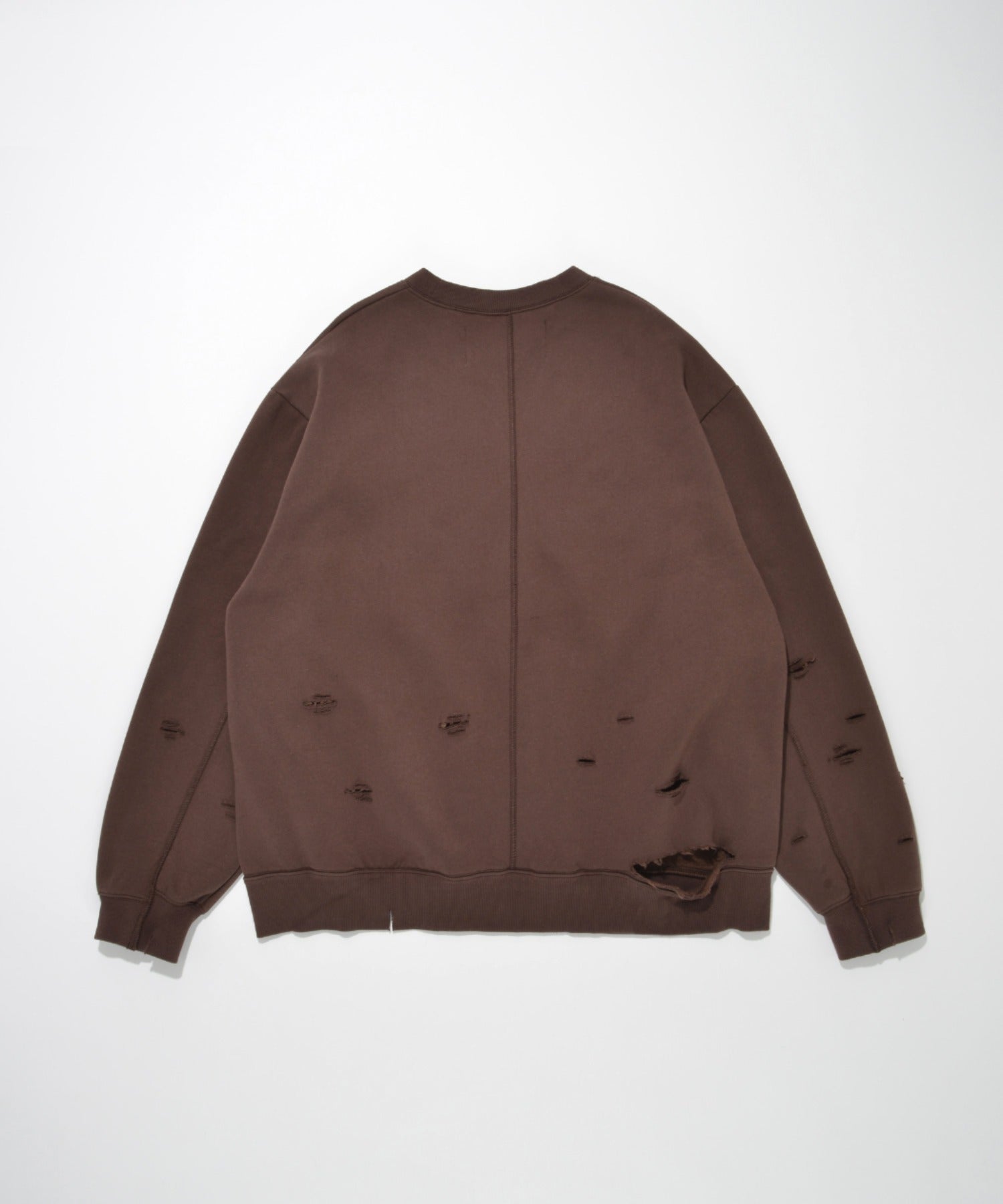 "haute" damage sweat crew neck - brown